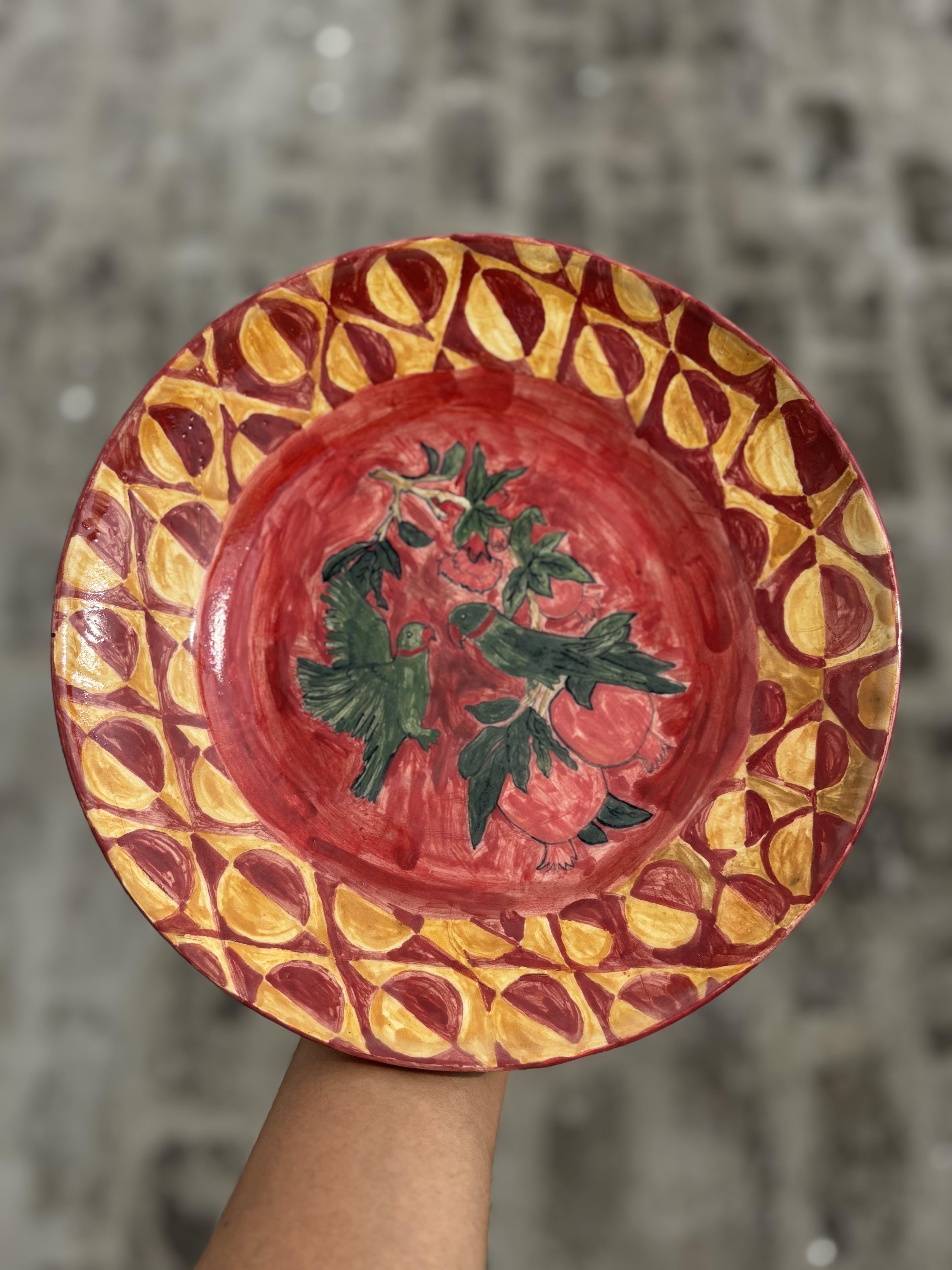 Gulmohar and Parakeets Plate