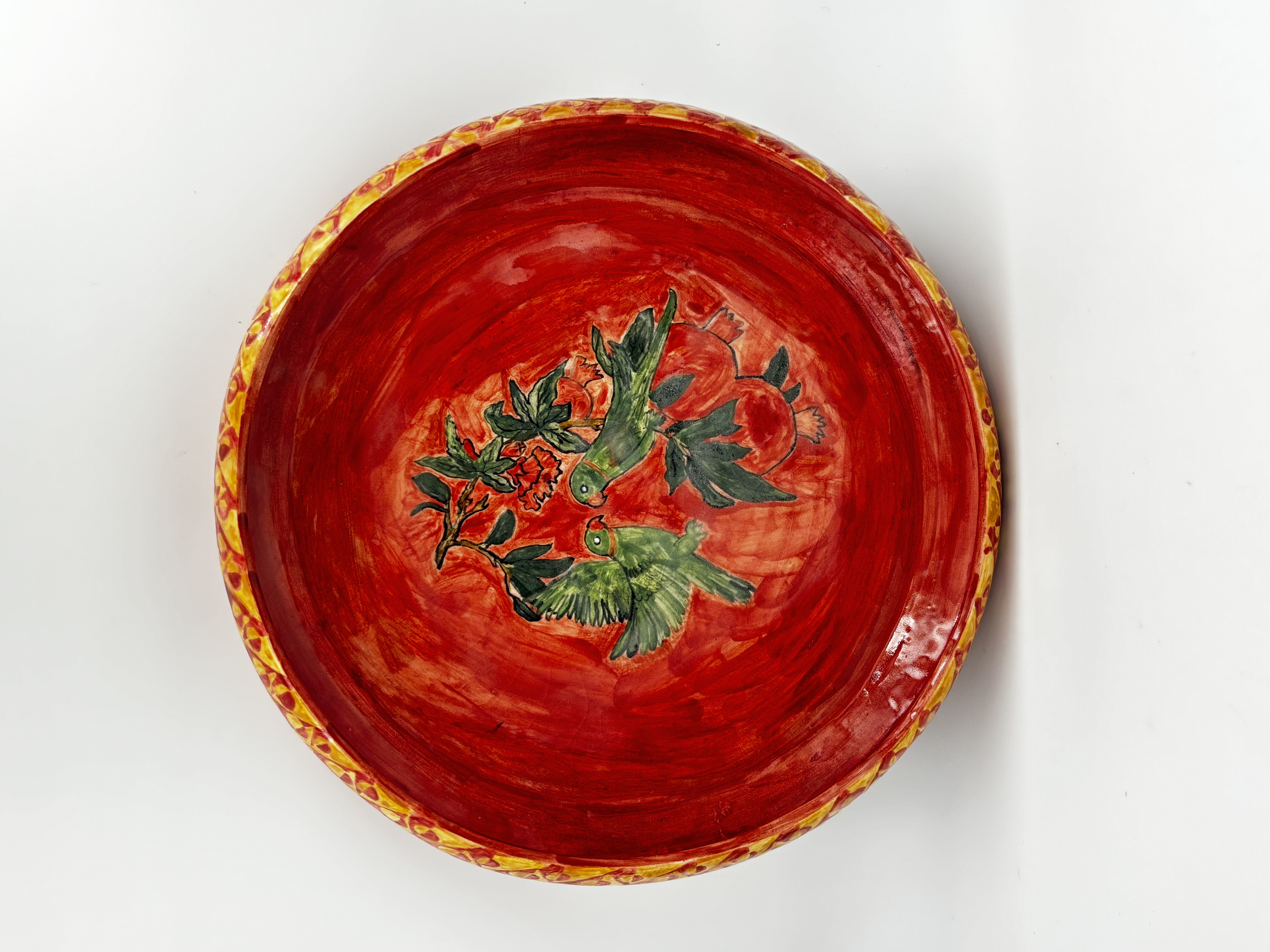 Gulmohar and Parakeets Shallow Bowl