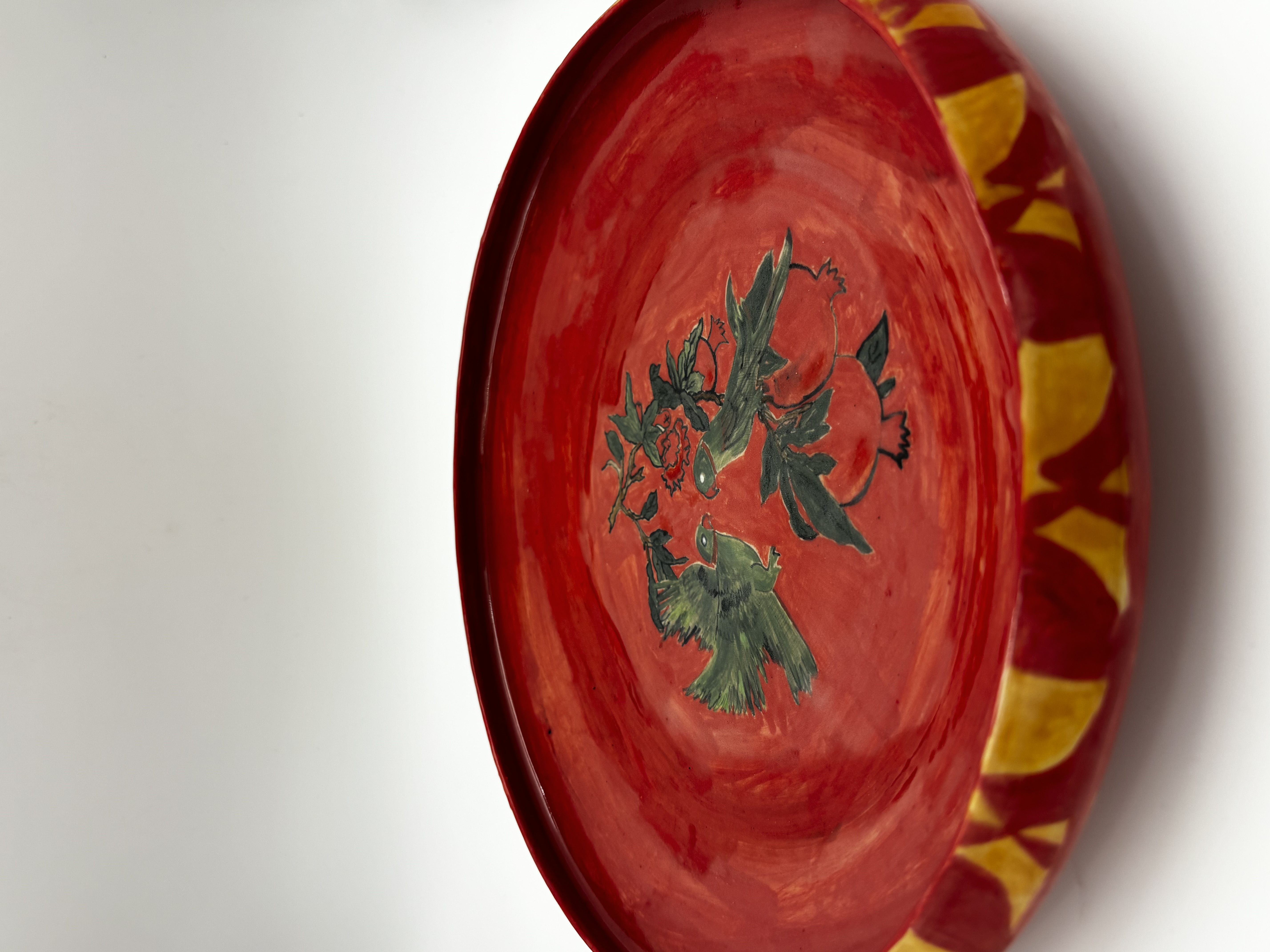 Gulmohar and Parakeets Large Platter