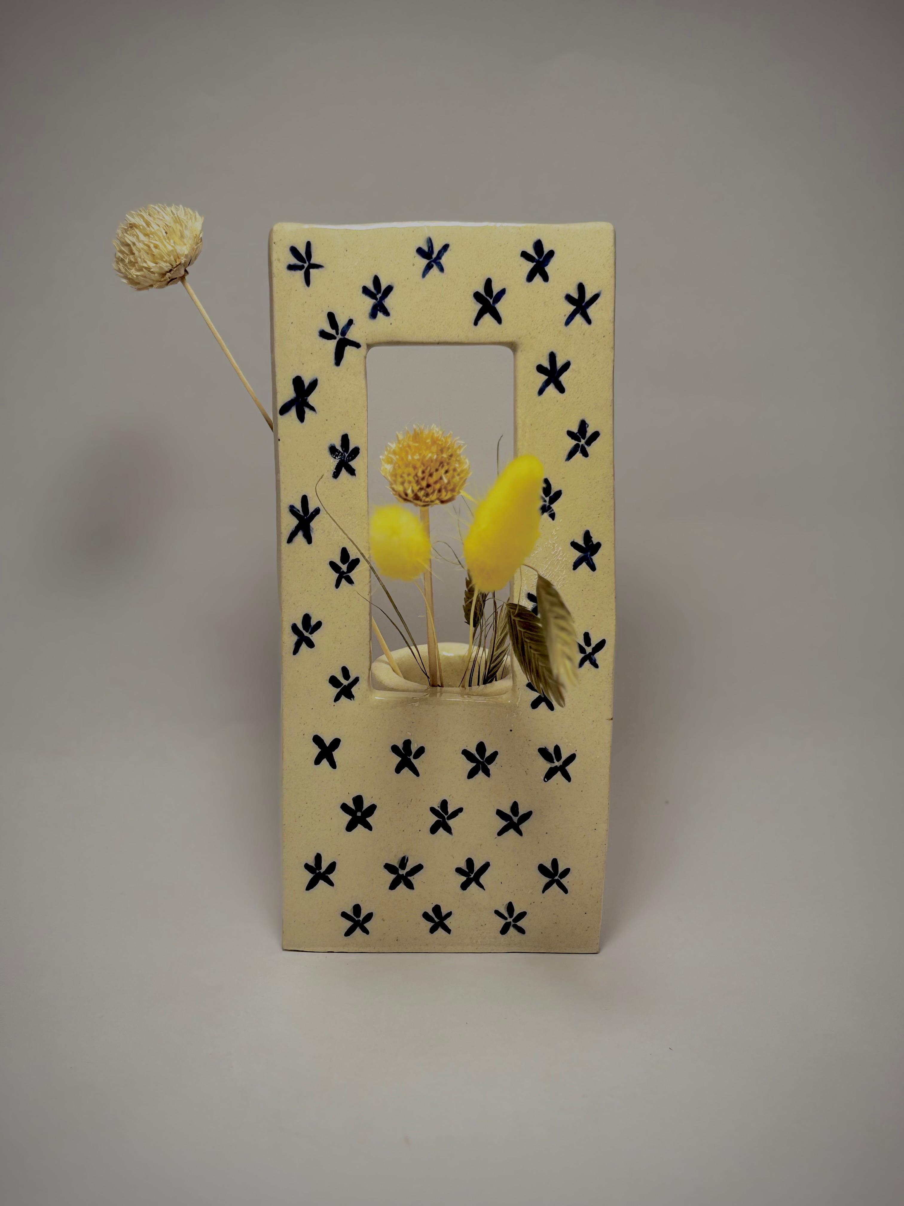 Indigo Bloom Frame Vase