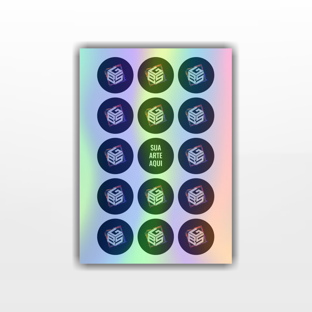 Cartela A4 de adesivos 5x5cm personalizados