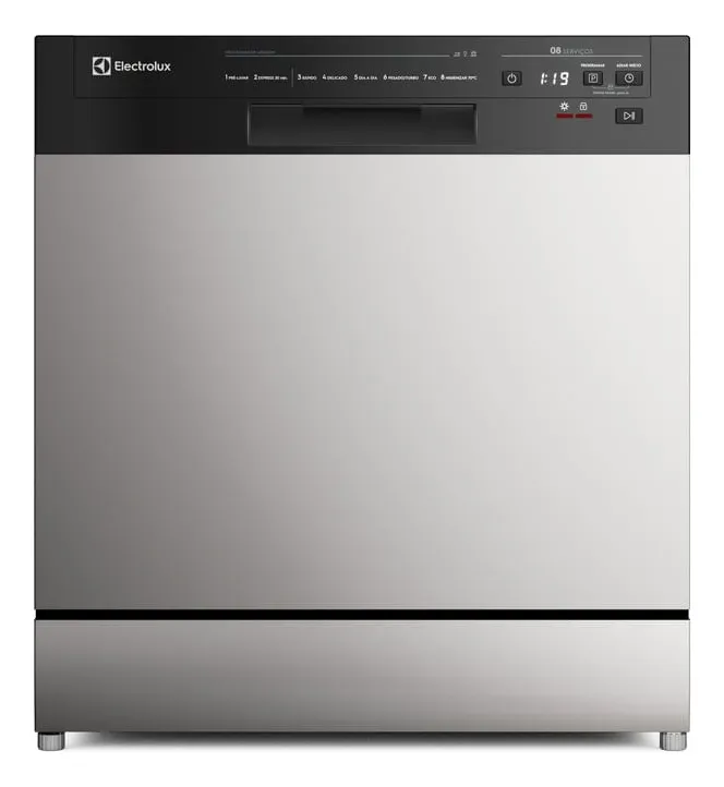 Lava-Louça Electrolux 8 Serviços Inox com Programa Lava & Seca 50 minutos LS08E Display Digital