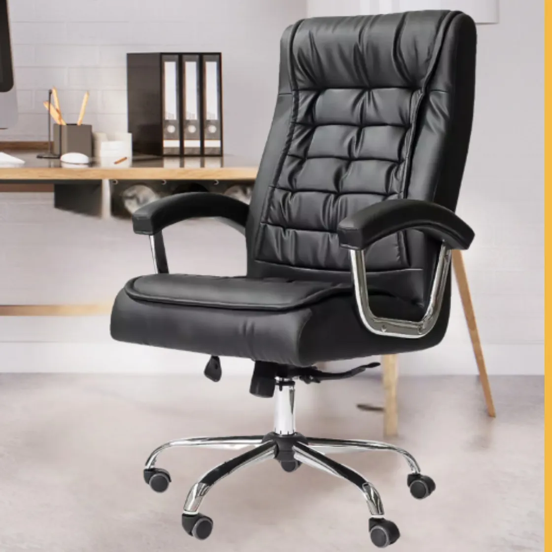 Cadeira Escritório Ergonômica Presidente Big Confort Master Preto Couro Sintético