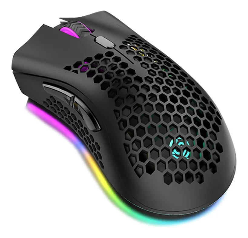 Mouse Gamer Sem Fio 2,4g Recarregável Luz Rgb