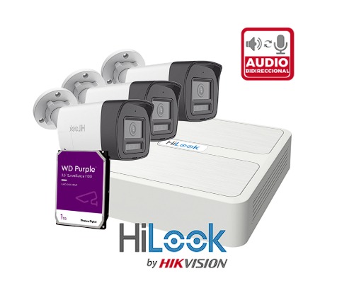 3 CAMARAS HILOOK AUDIOBIDIRECCIONAL