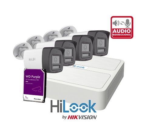 4 CAMARAS HILOOK AUDIOBIDIRECCIONAL