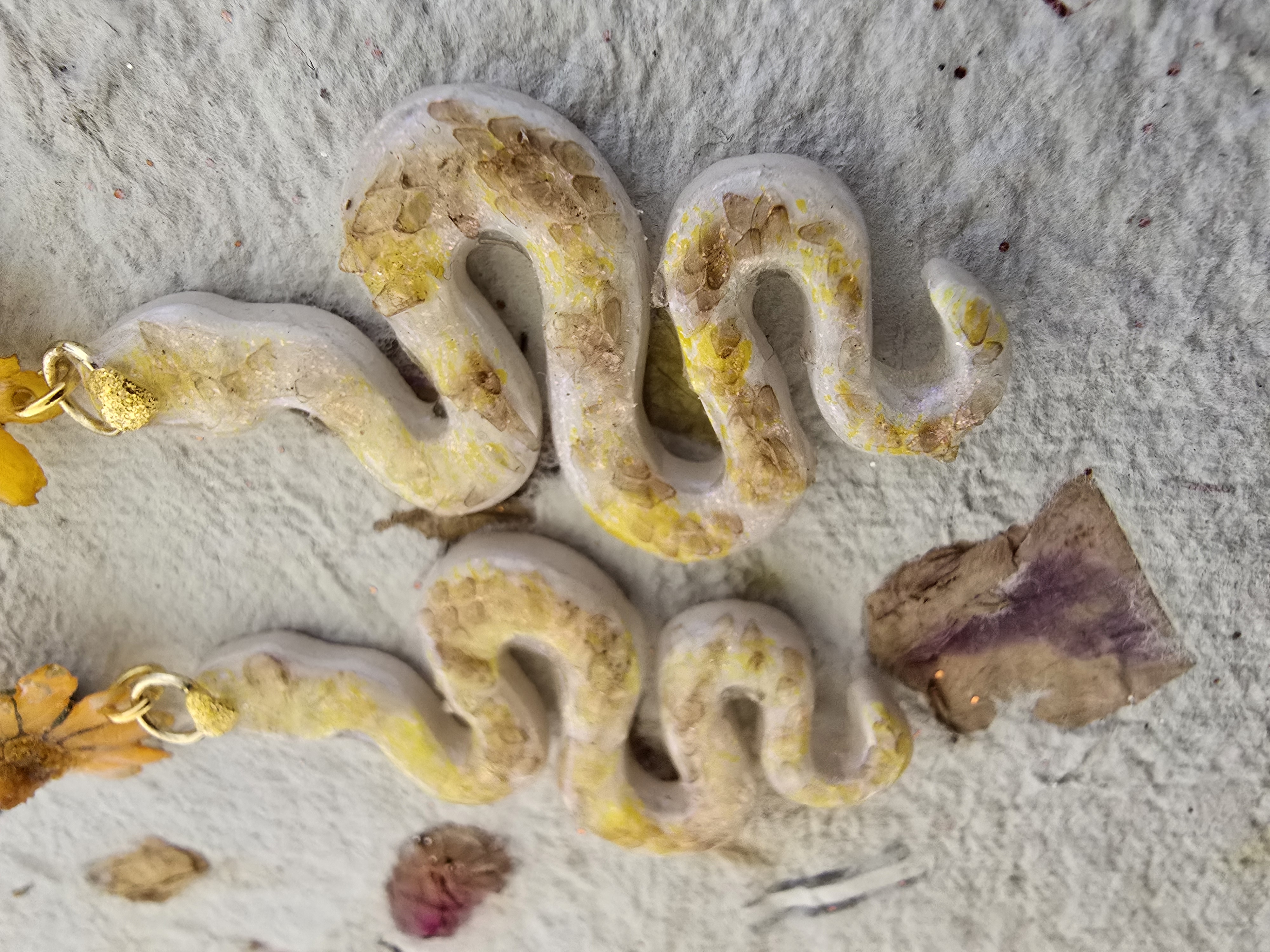  Handmade Polymer Clay Snake & Yellow Jackpot Earrings
