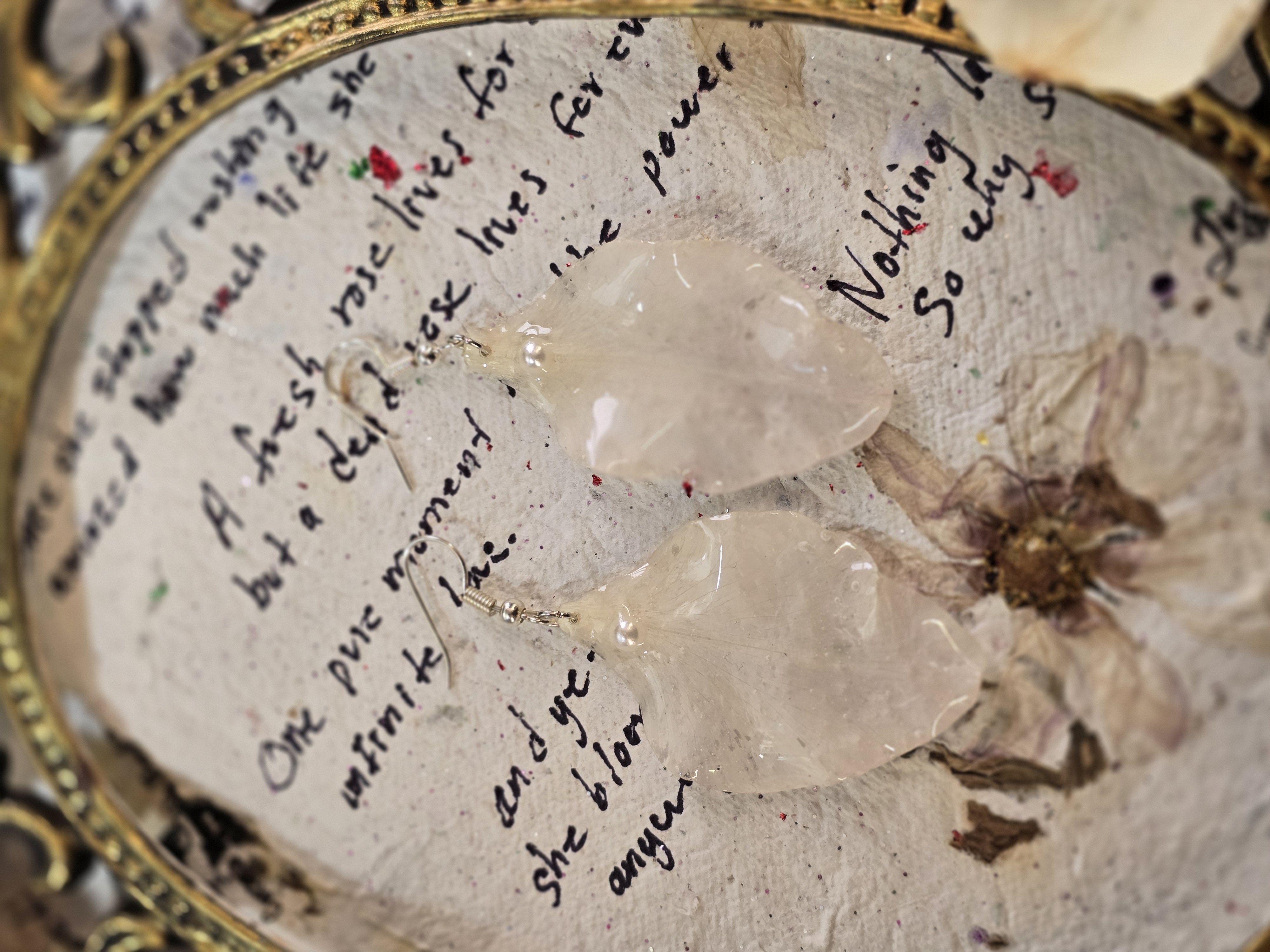 Soft Pink Gladiolus Flower Petal Earring