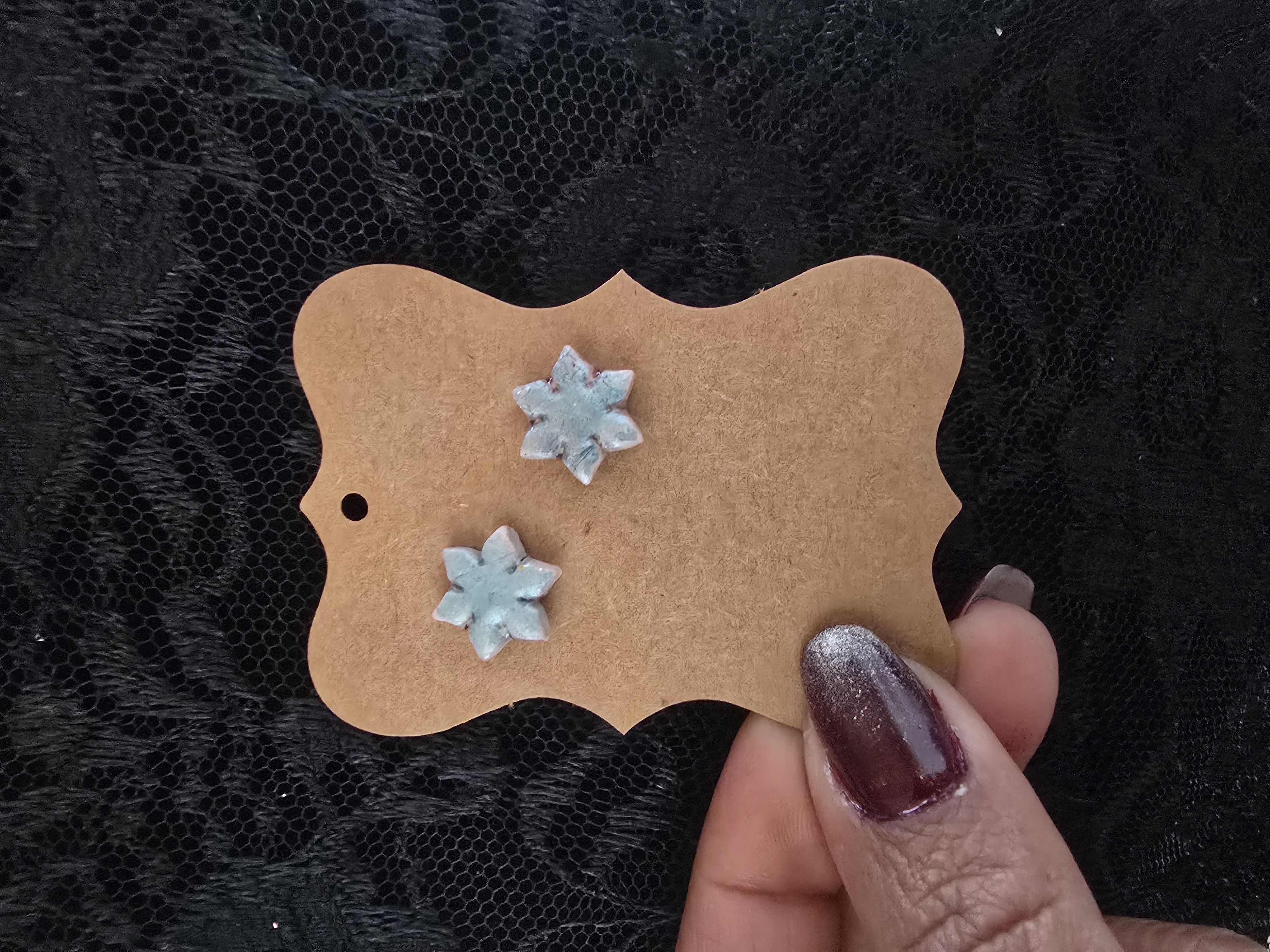 Handmade Polymer Clay Snowflake Stud Earrings