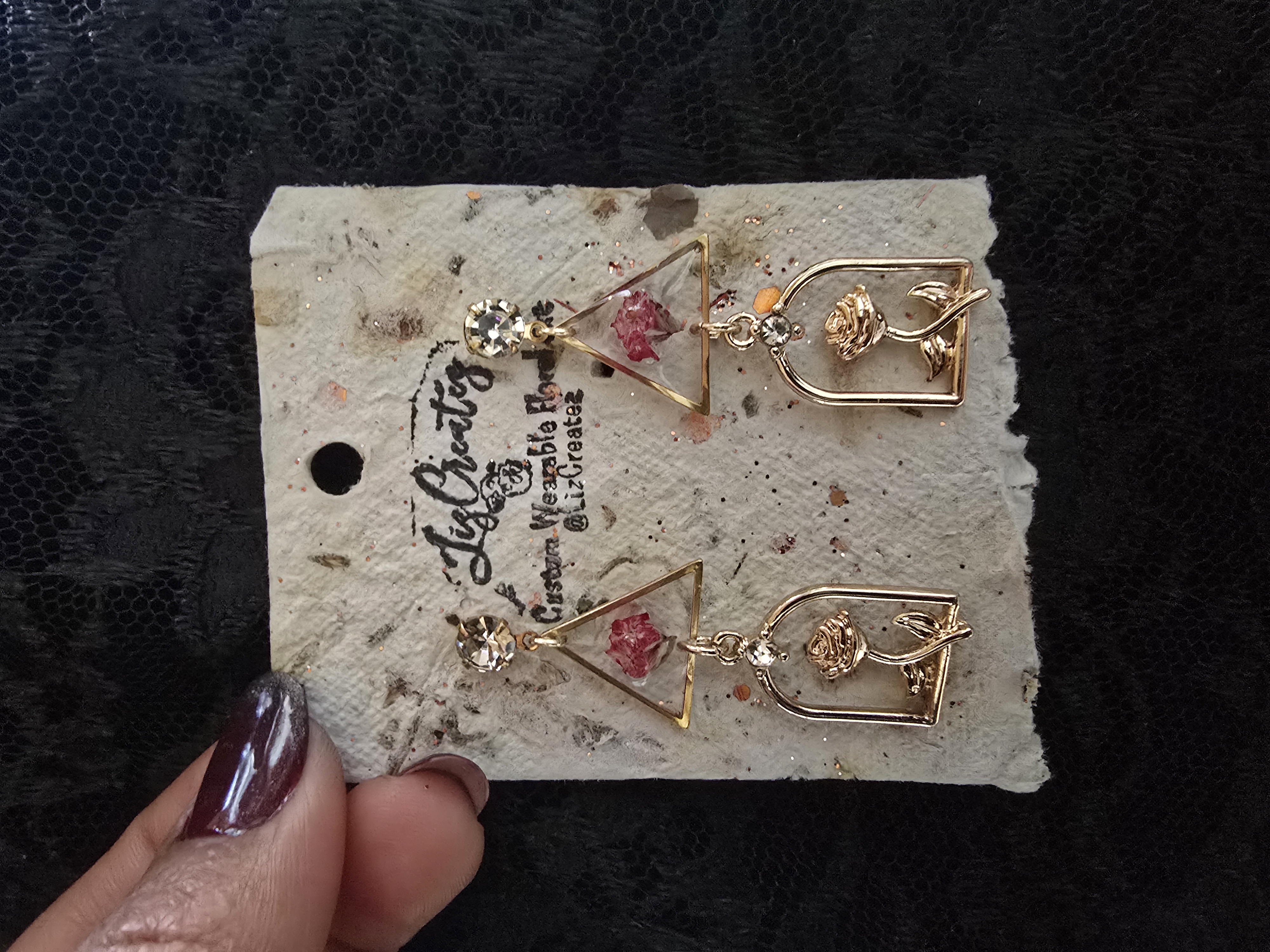 Pink Lantana Flower Encased Stud Earrings