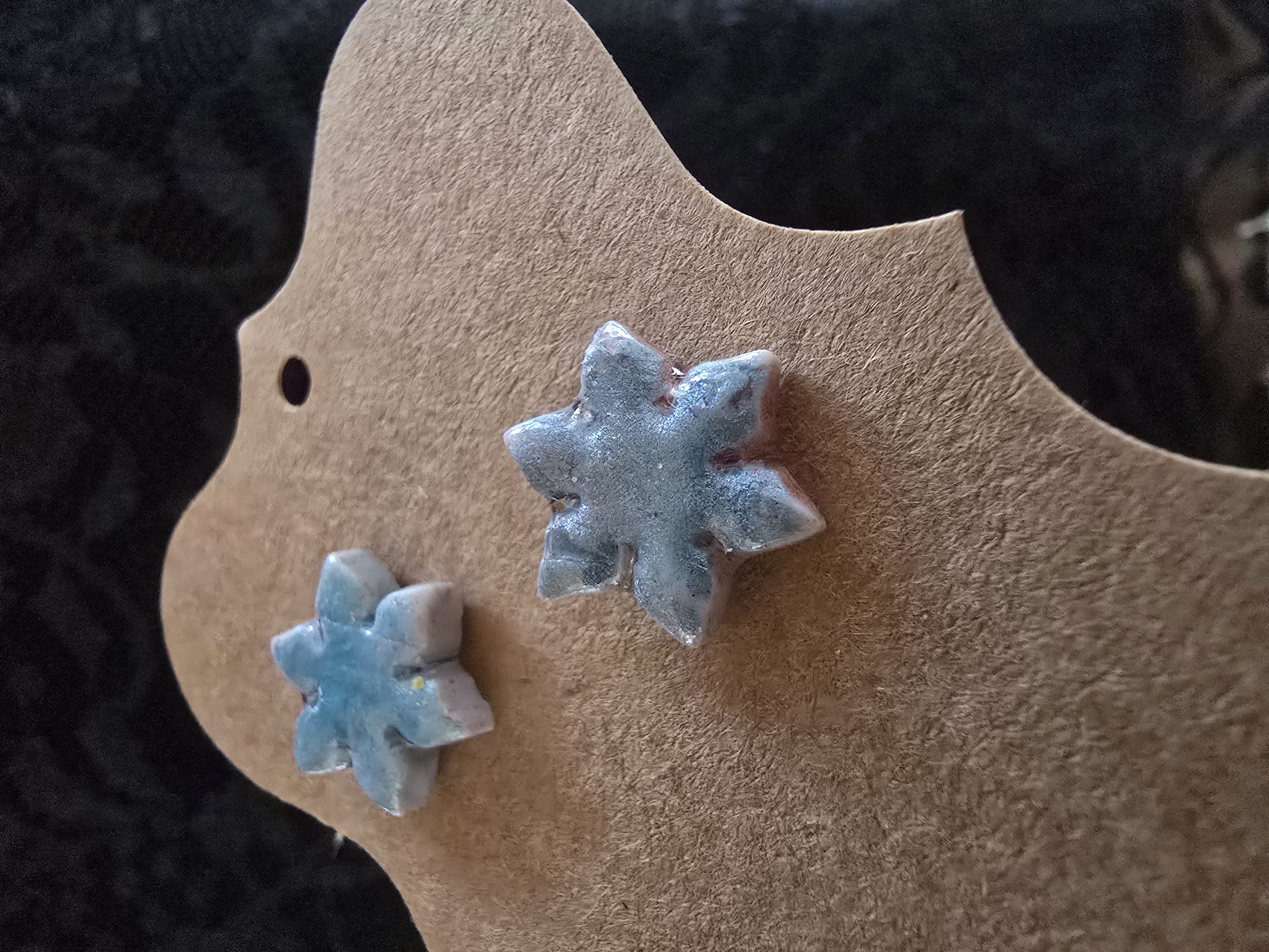 Handmade Polymer Clay Snowflake Stud Earrings