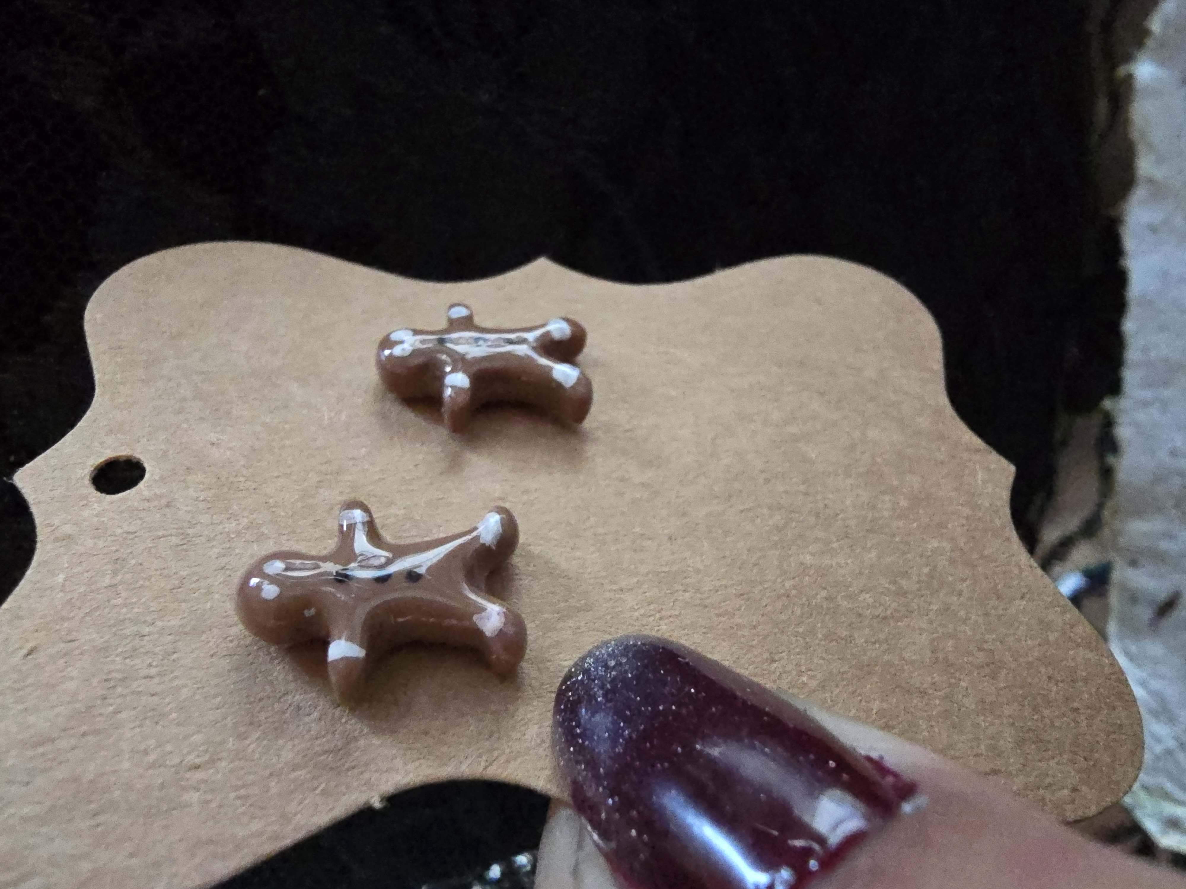 Handmade Polymer Clay Gingerbread Man Stud Earrings
