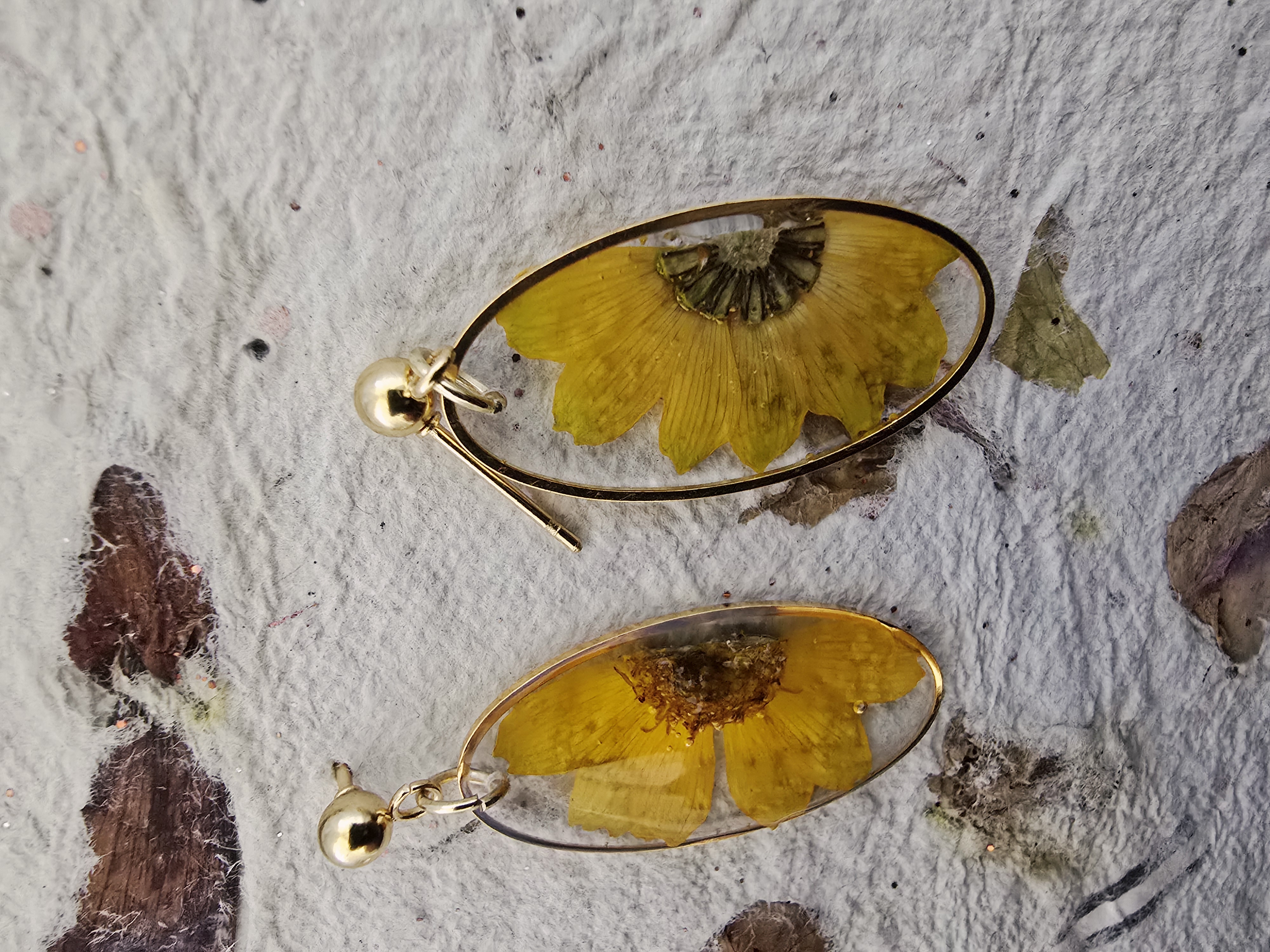 Mini Encased Sunflower Earrings