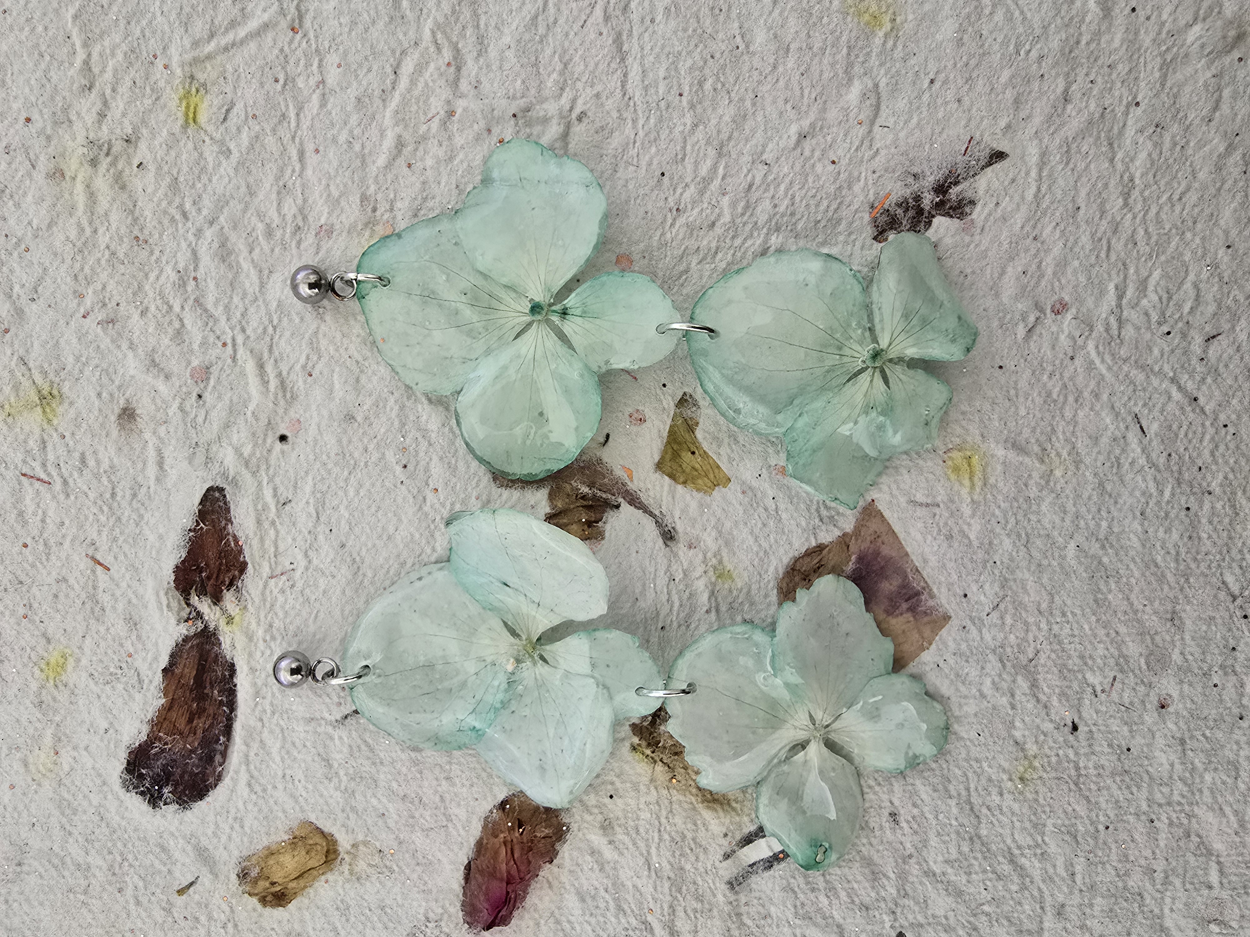 Teal Hydrangea Earrings