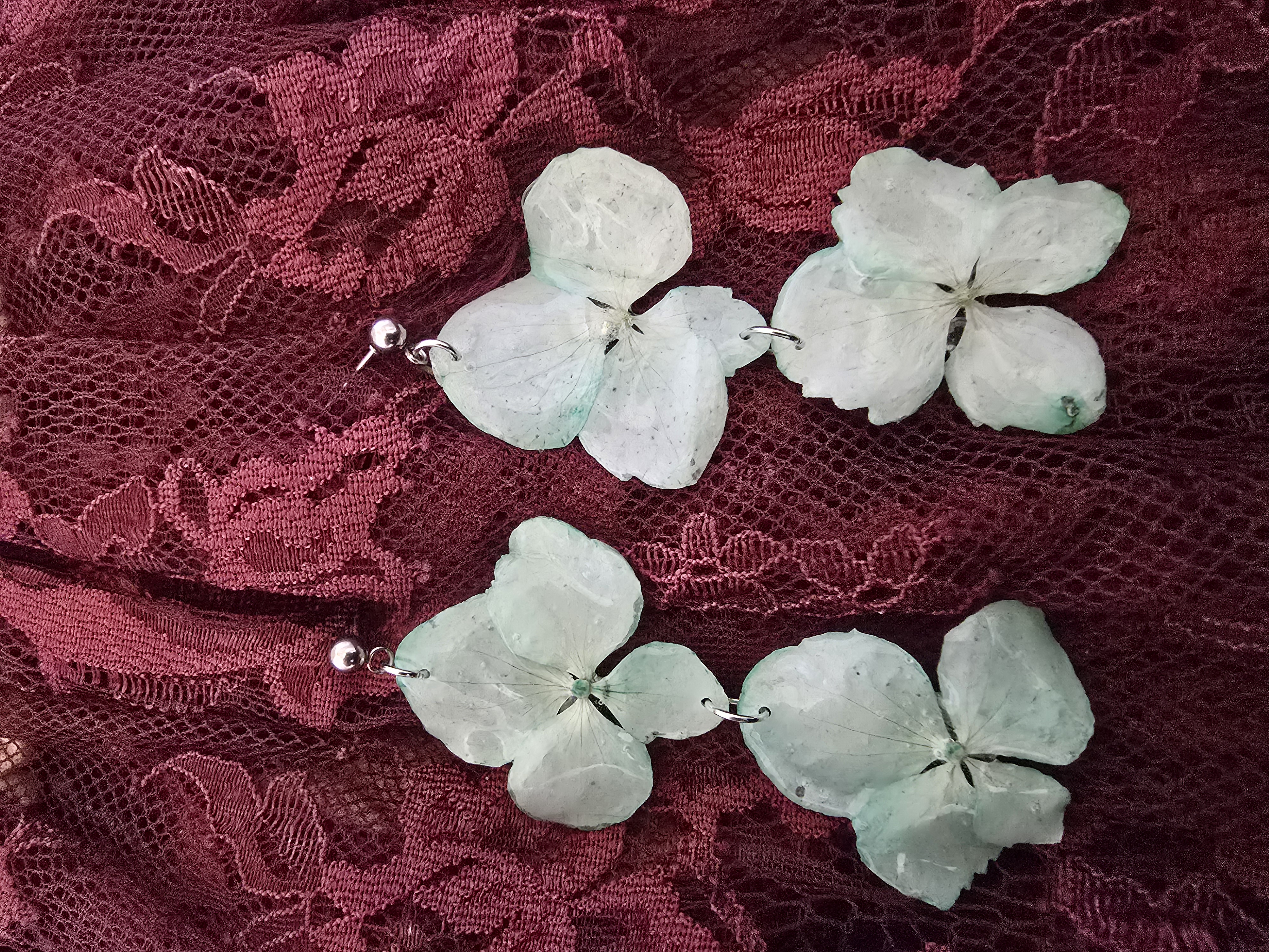 Teal Hydrangea Earrings