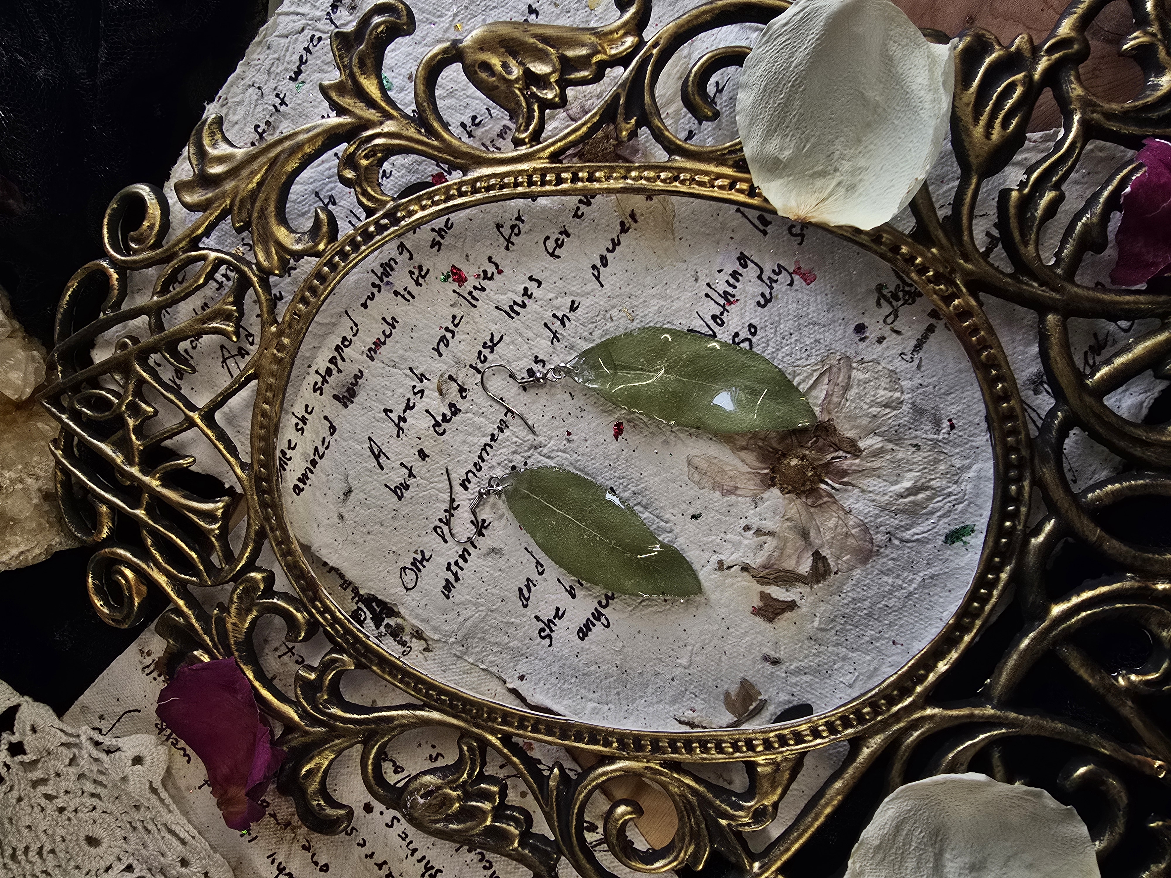 Real Sage Leaf Earrings