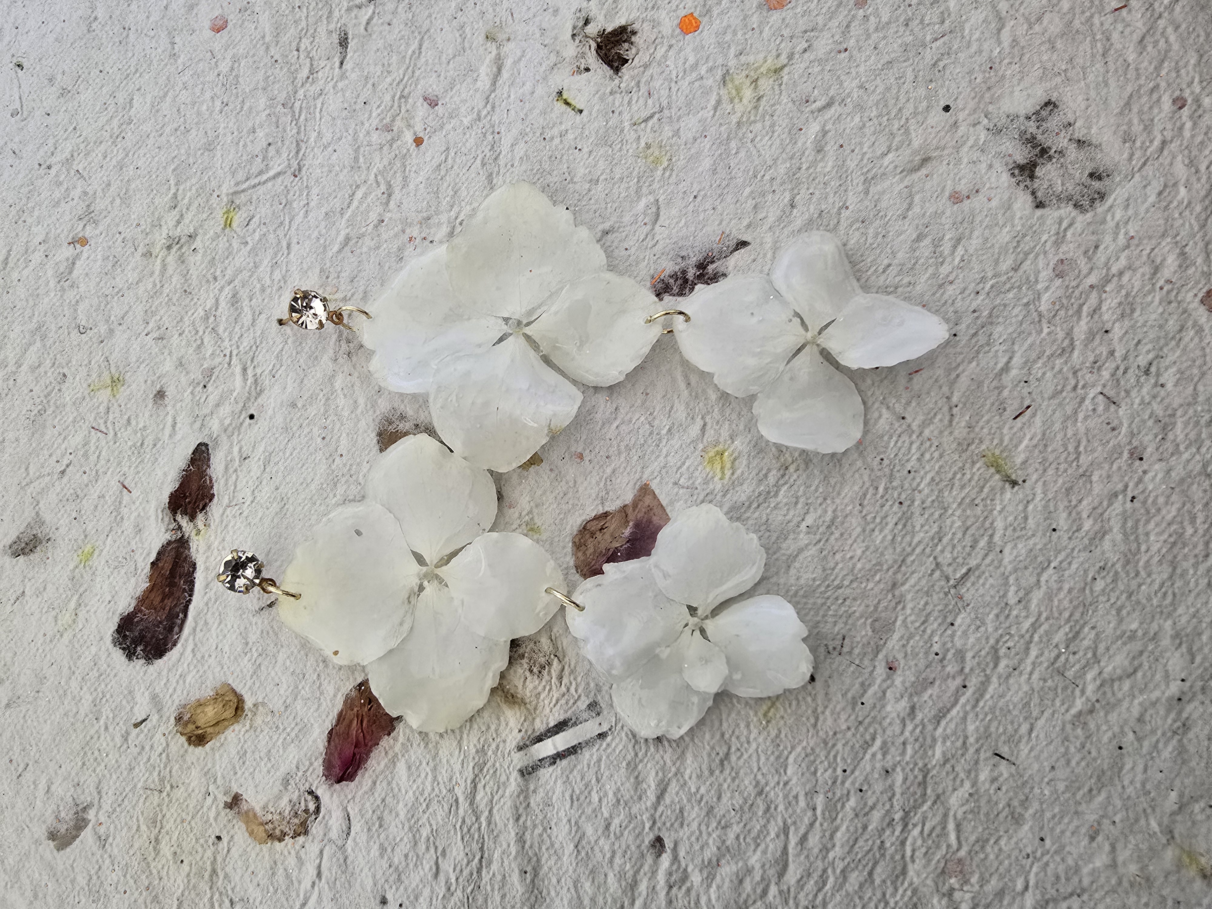 White Double Hydrangea Earrings