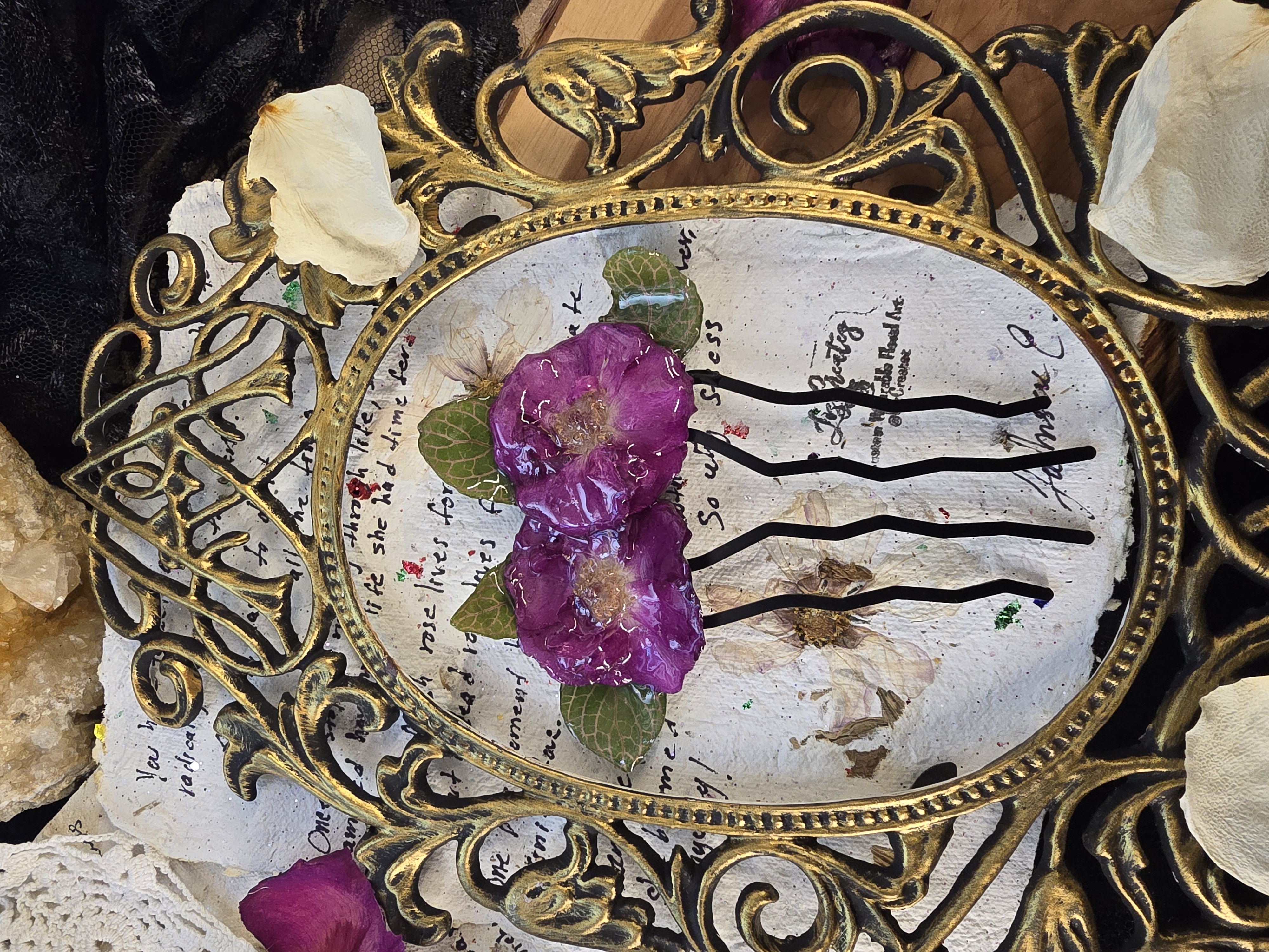 Pink Rose Hair Pin – Real Flowers Preserved