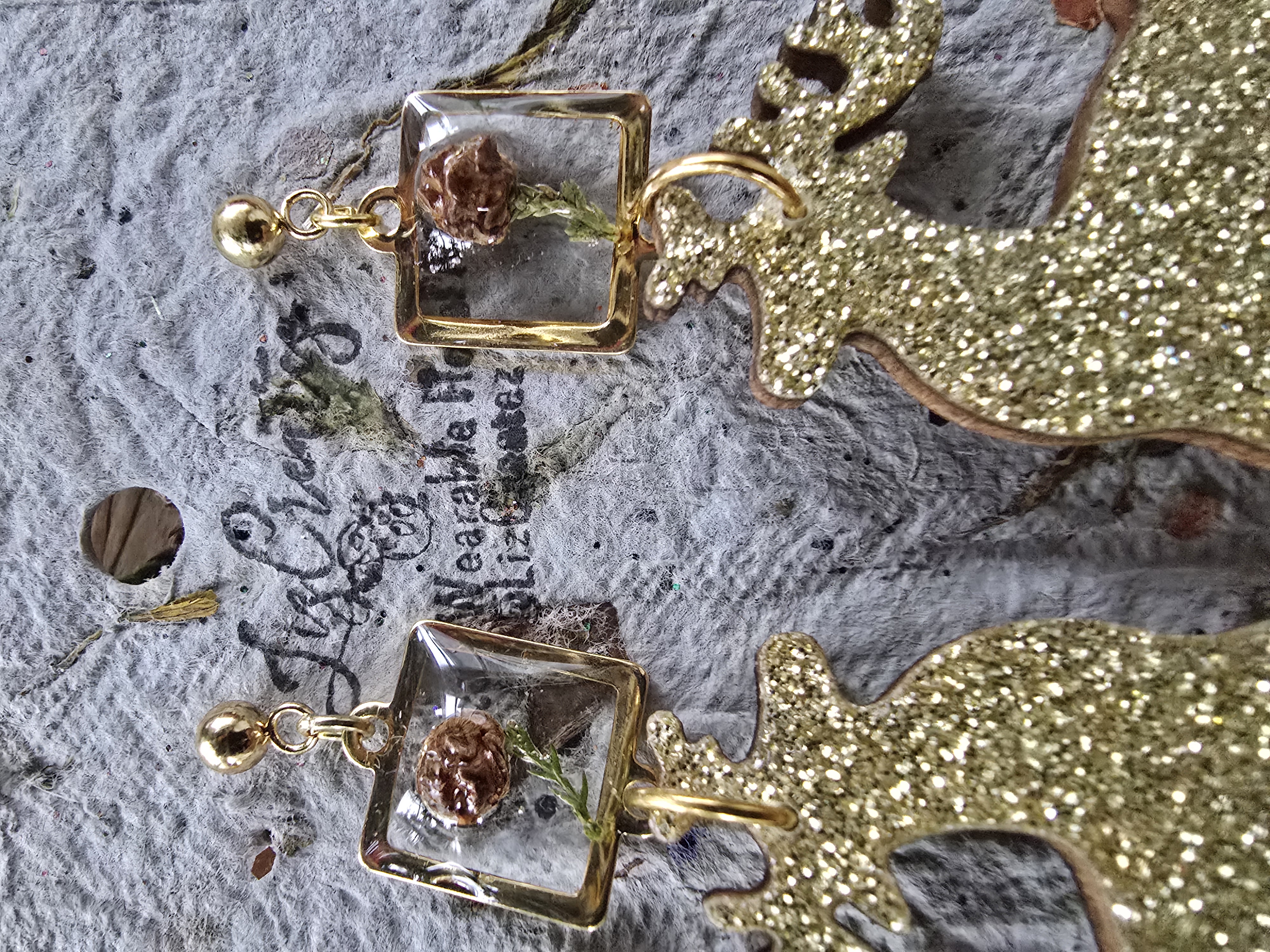 Mini Pinecone & Golden Reindeer Stud Earrings