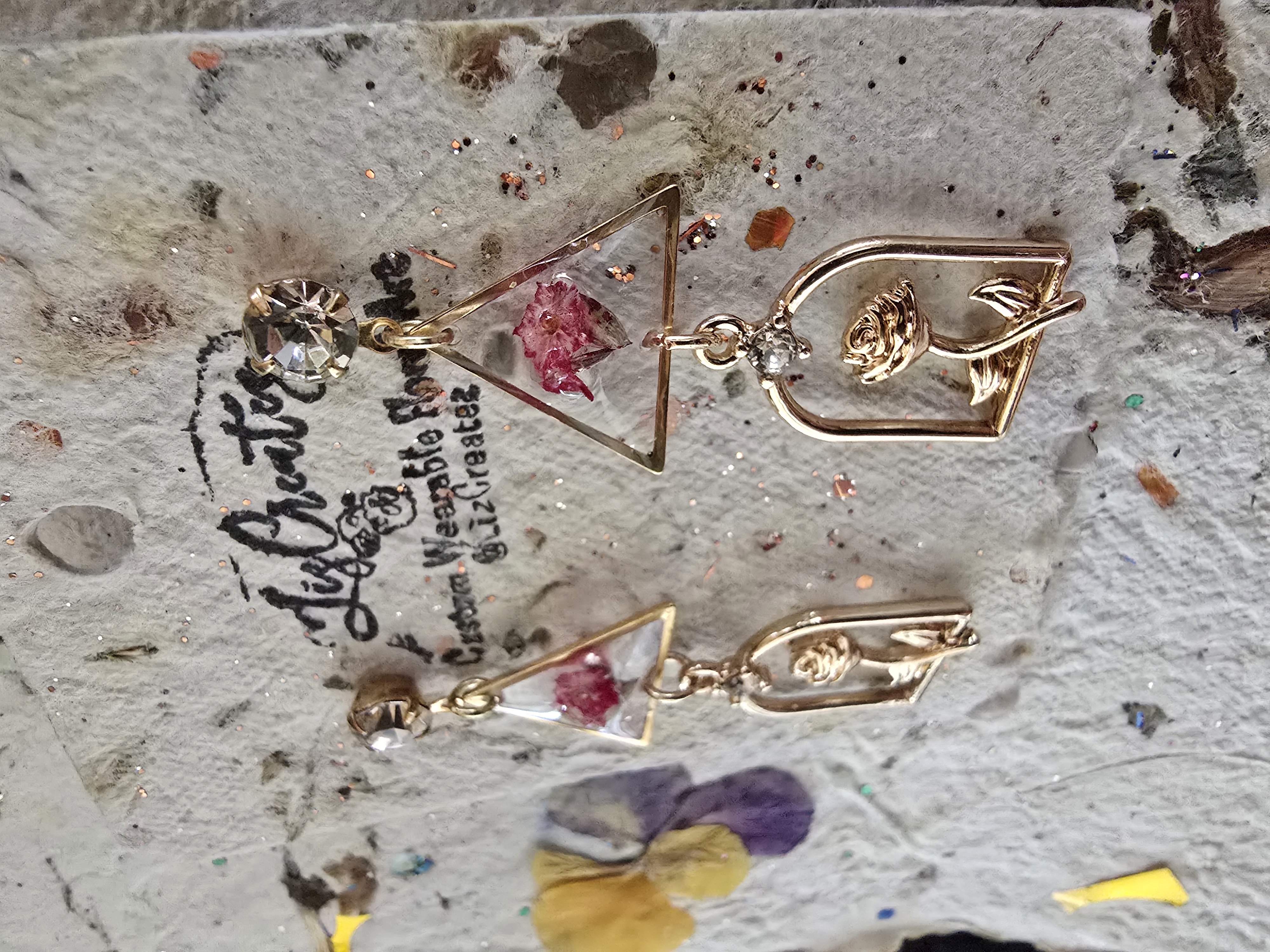 Pink Lantana Flower Encased Stud Earrings