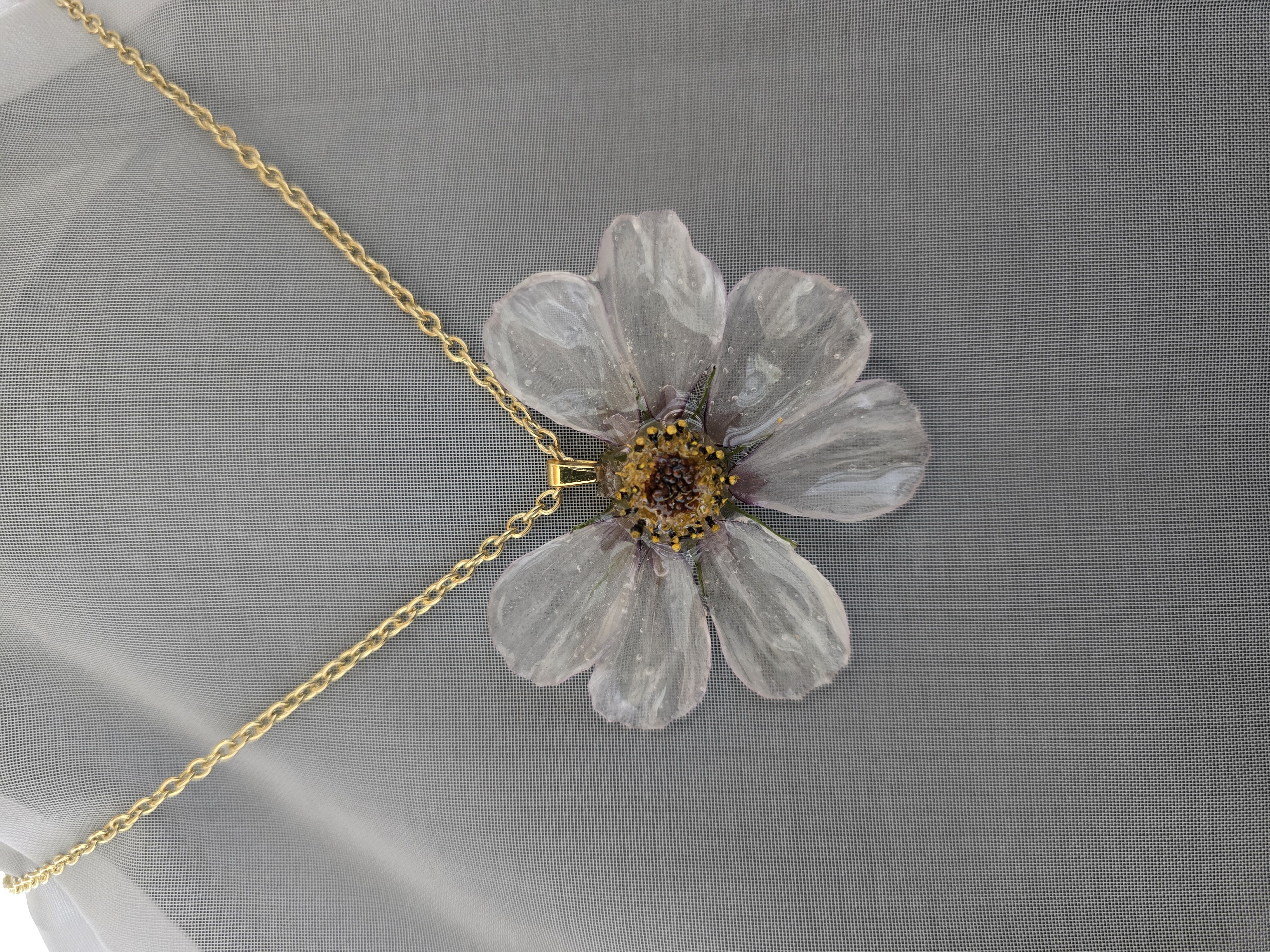 White Cosmo Flower Necklace