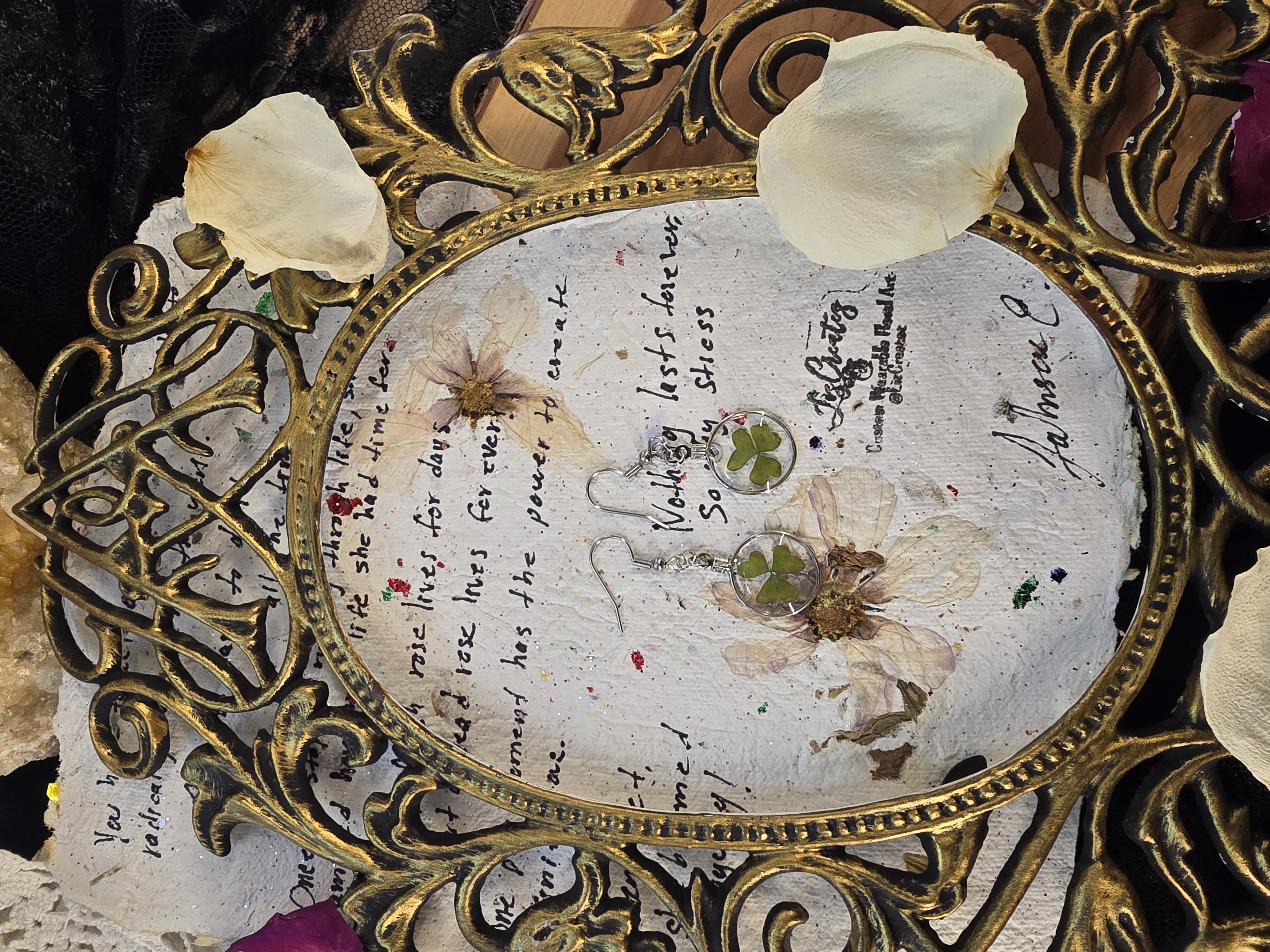 Mini Real Shamrock Earrings