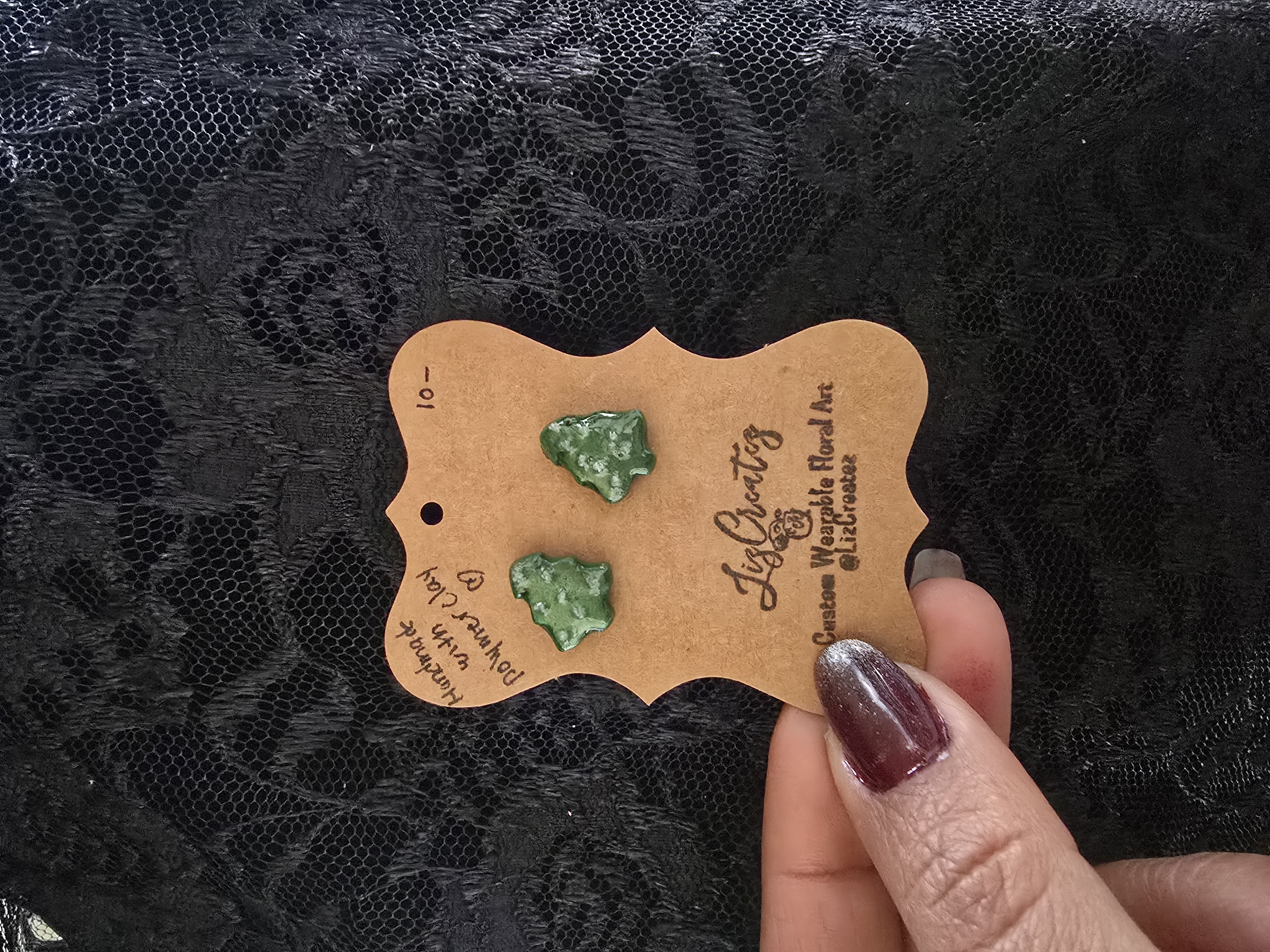 Handmade Polymer Clay Christmas Tree Studs — Glow in the Dark