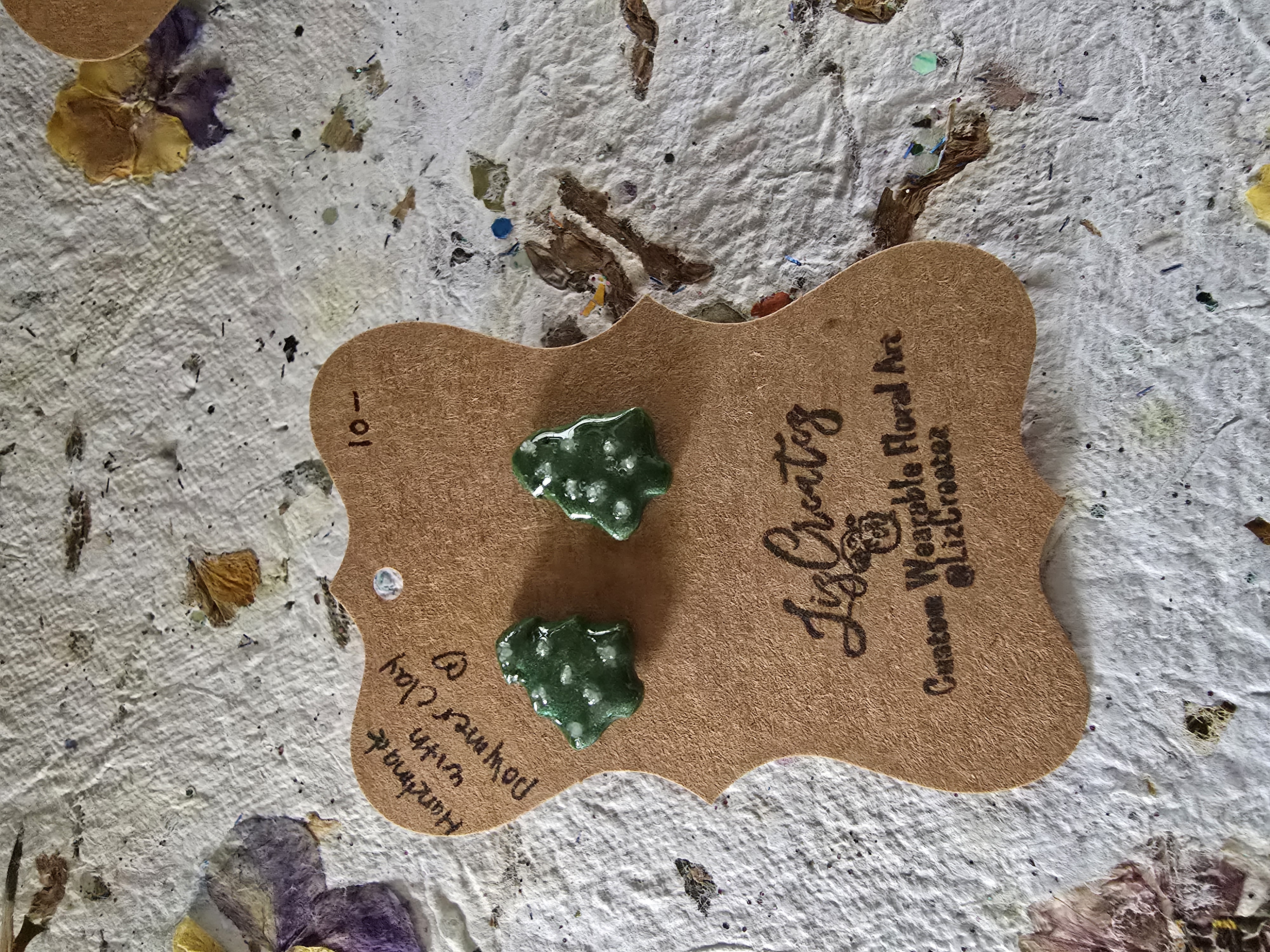 Handmade Polymer Clay Christmas Tree Studs — Glow in the Dark