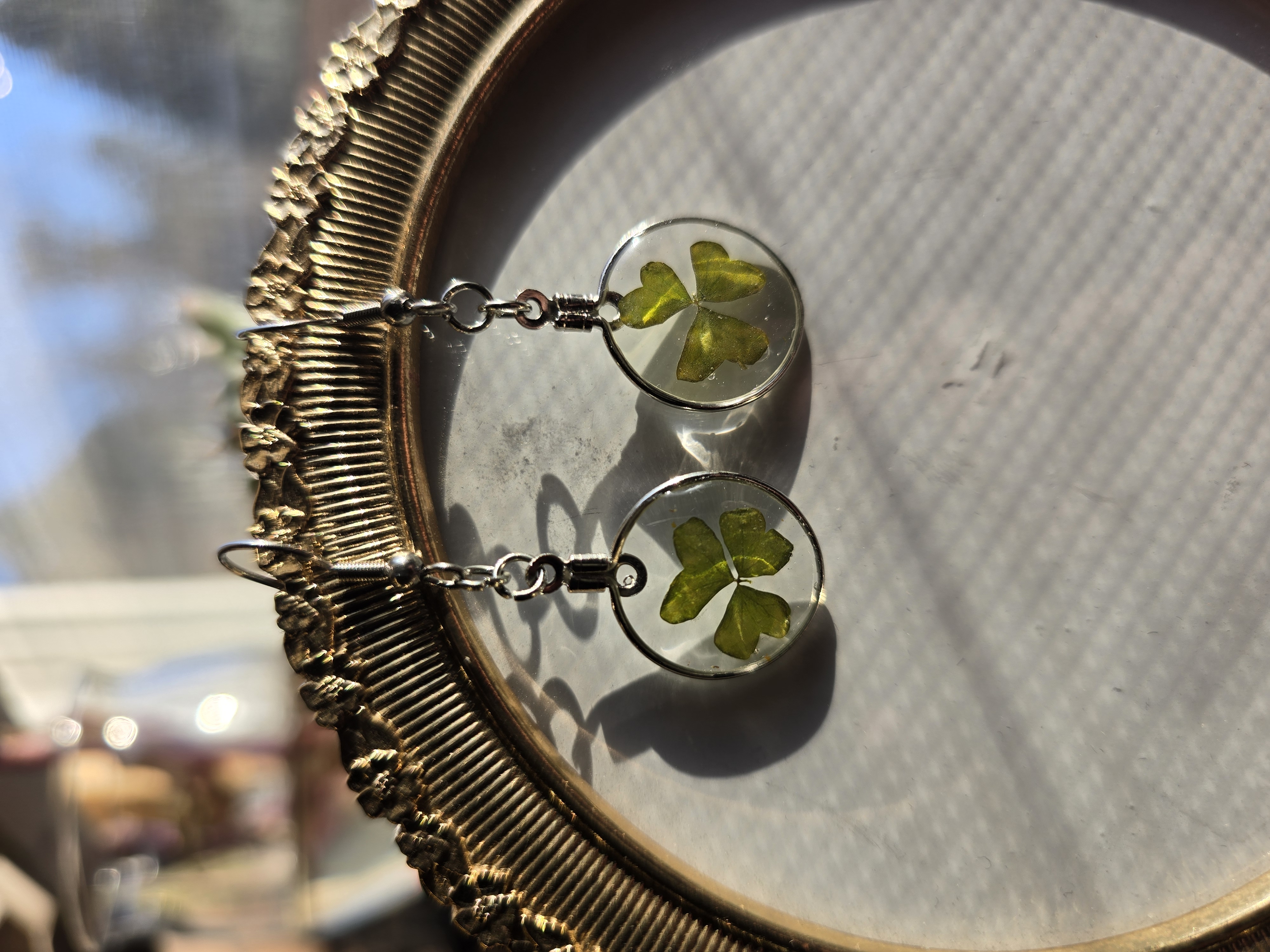 Mini Real Shamrock Earrings