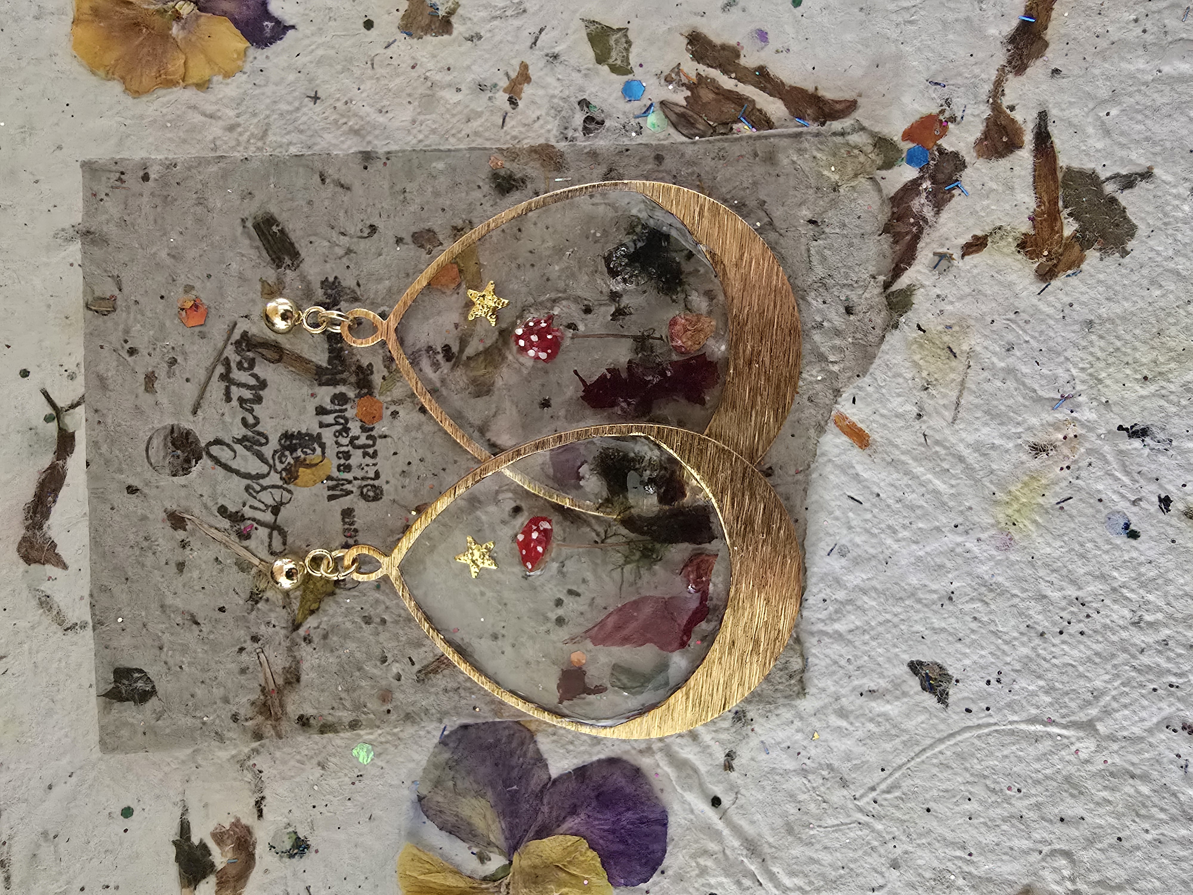 Amanita Muscaria Baby Mushroom Garden Dangle Earrings