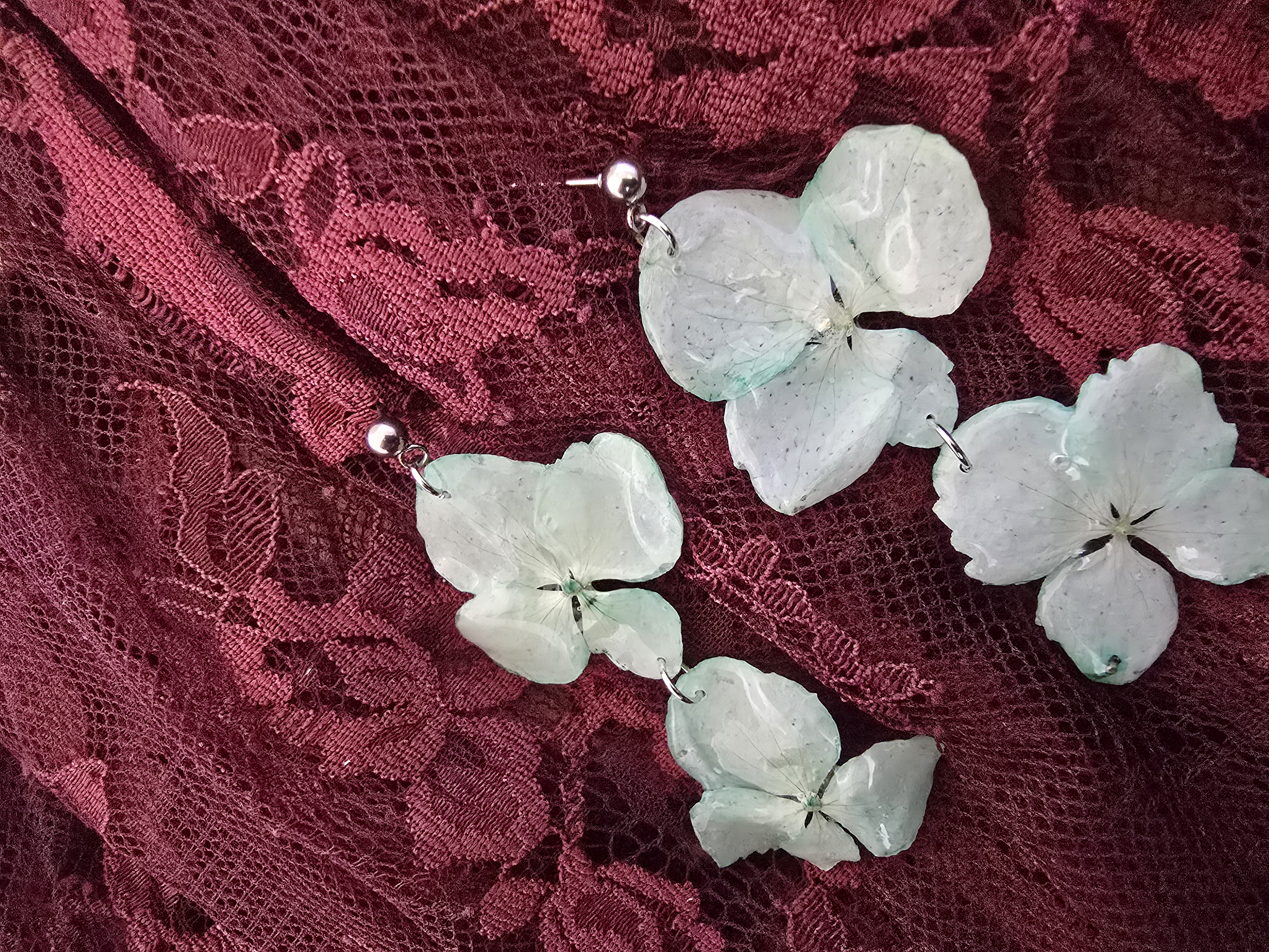 Teal Hydrangea Earrings