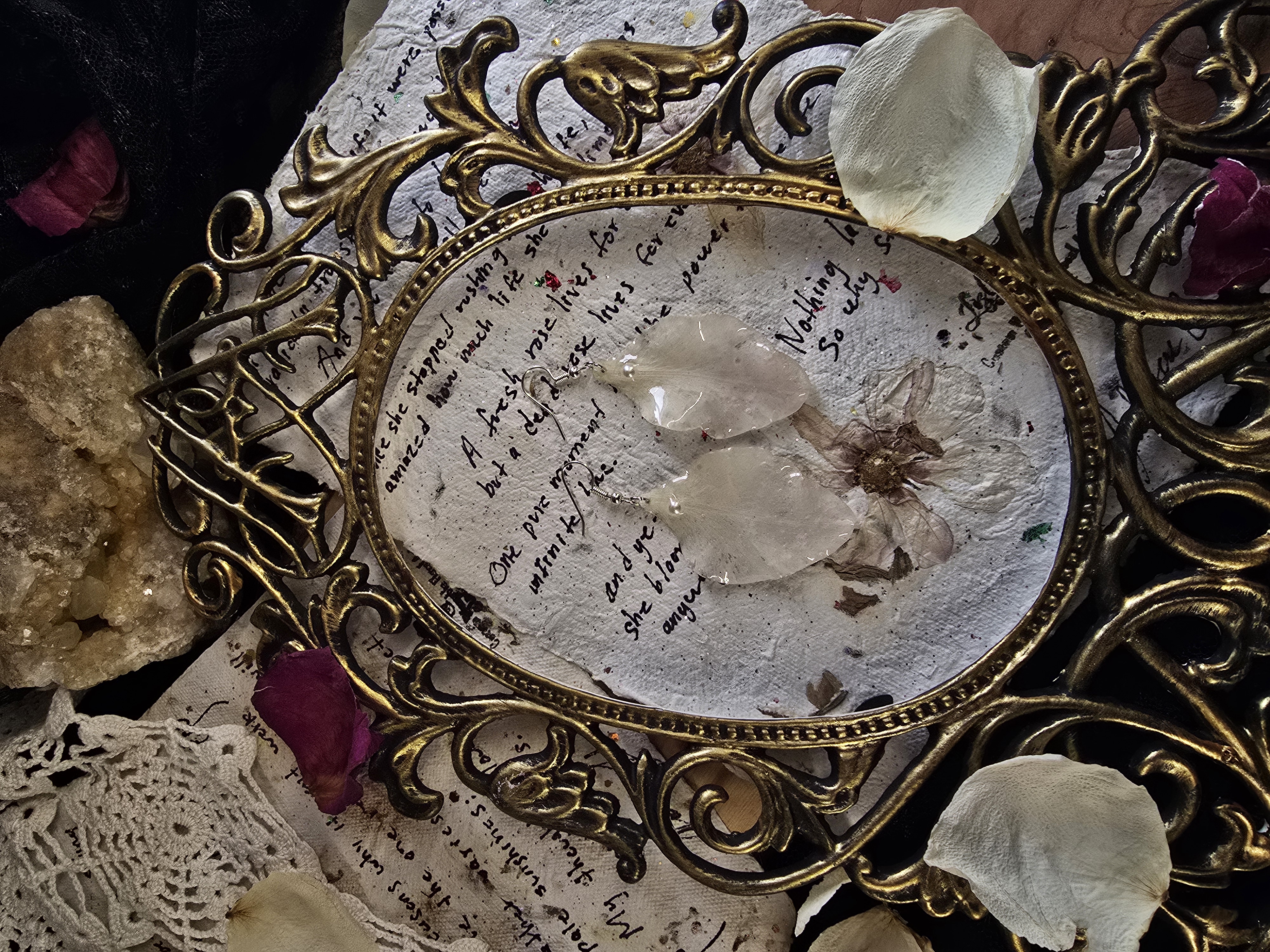 Soft Pink Gladiolus Flower Petal Earring