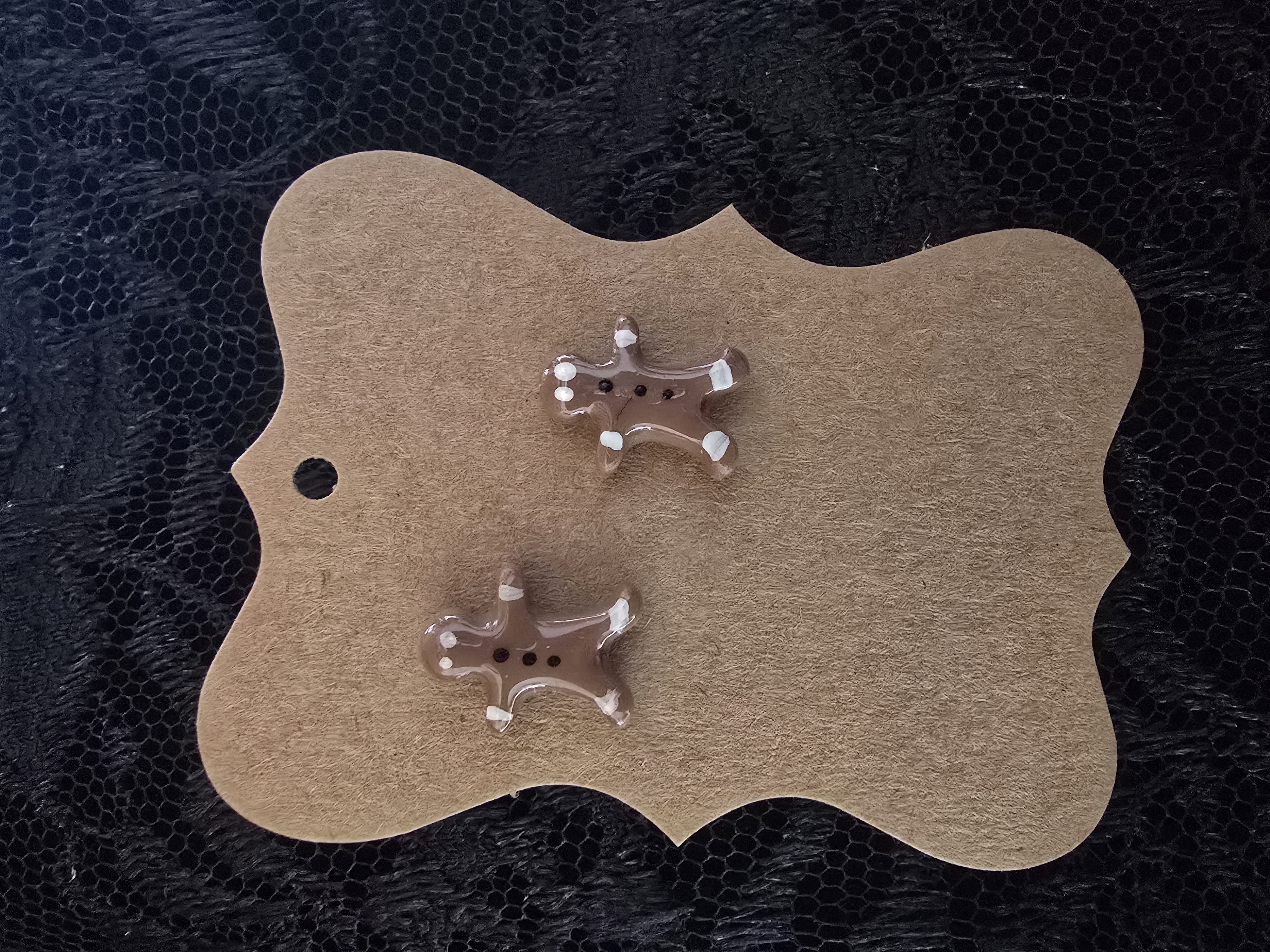 Handmade Polymer Clay Gingerbread Man Stud Earrings