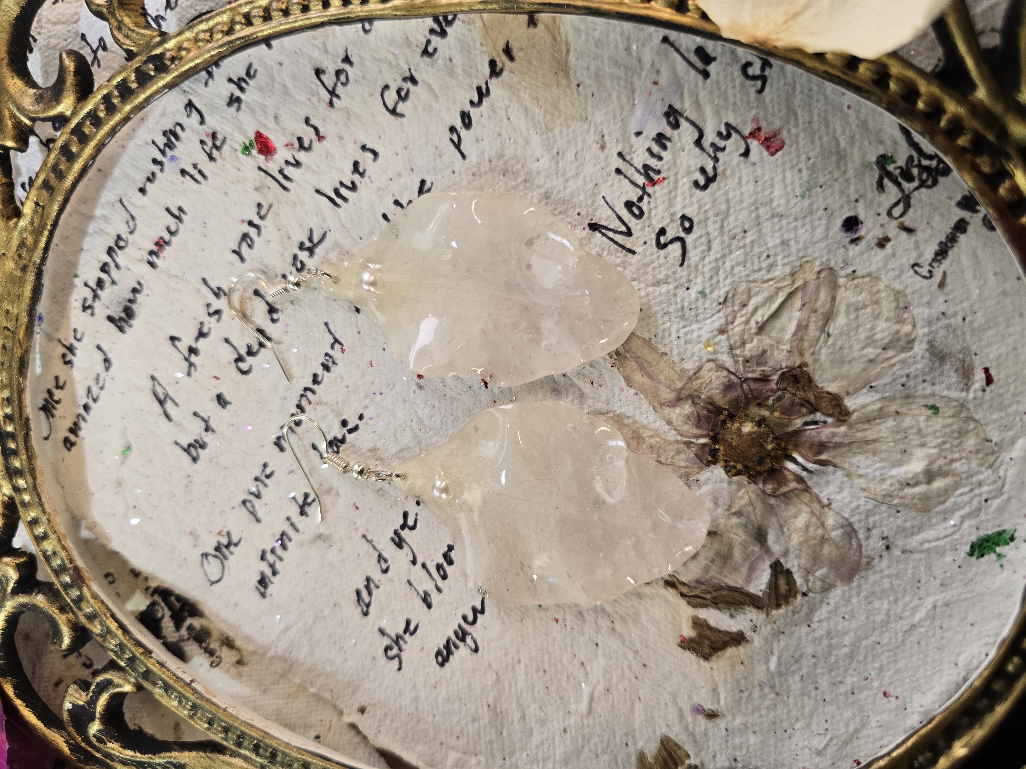 Soft Pink Gladiolus Flower Petal Earring