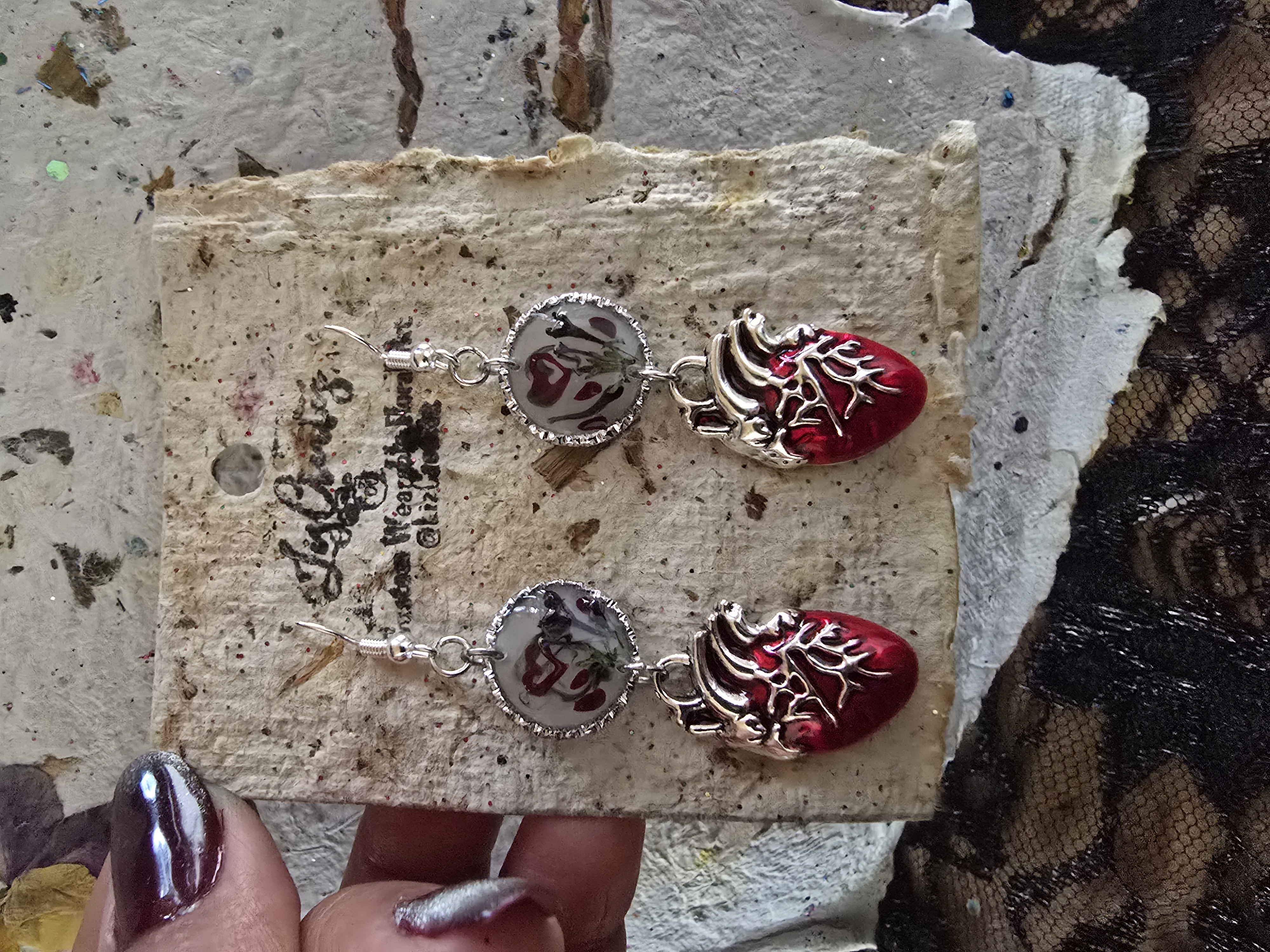 Anatomical Heart Dangle Earrings