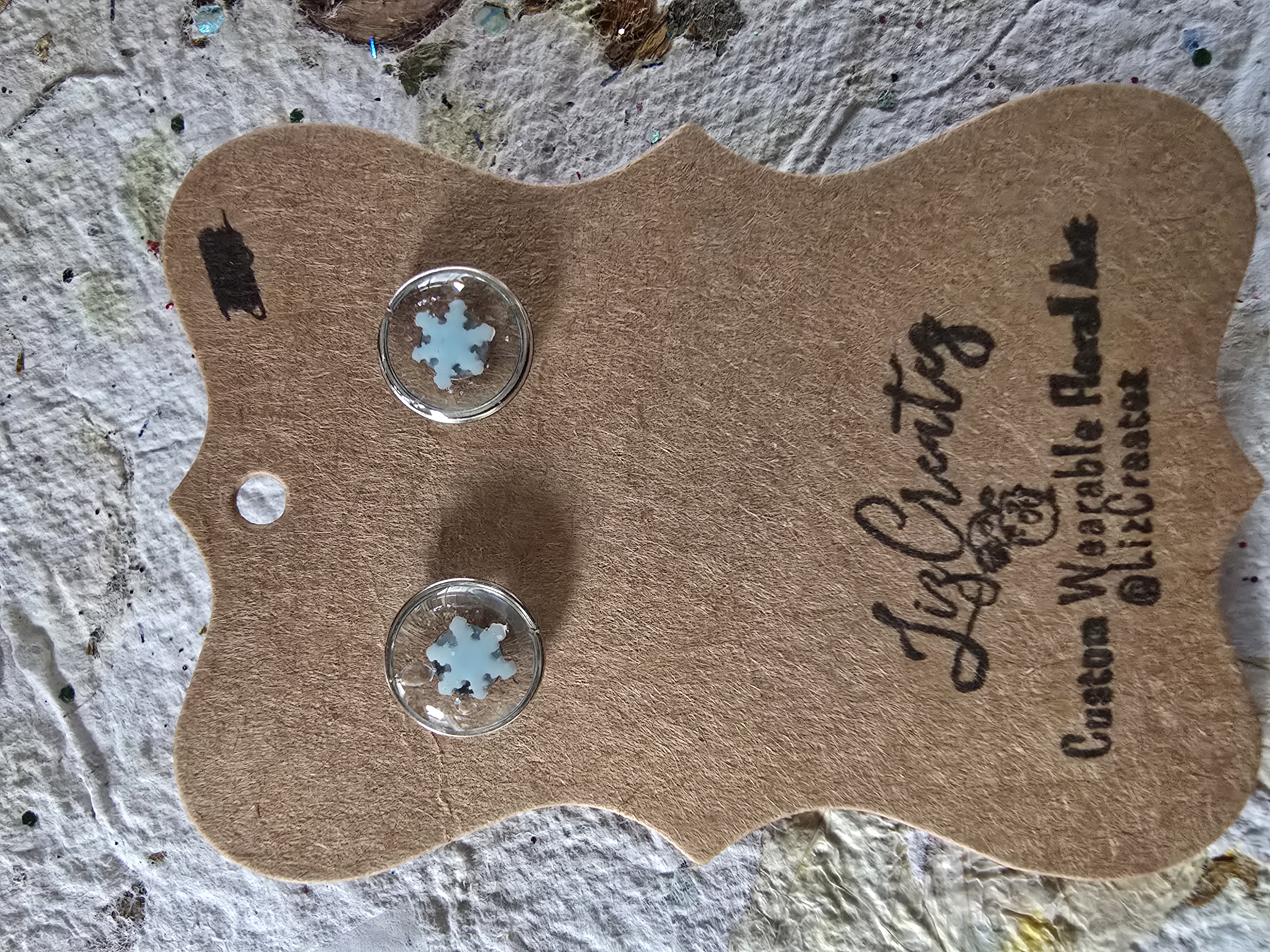 Snowflake Stud Earrings — Hypoallergenic, Resin Coated