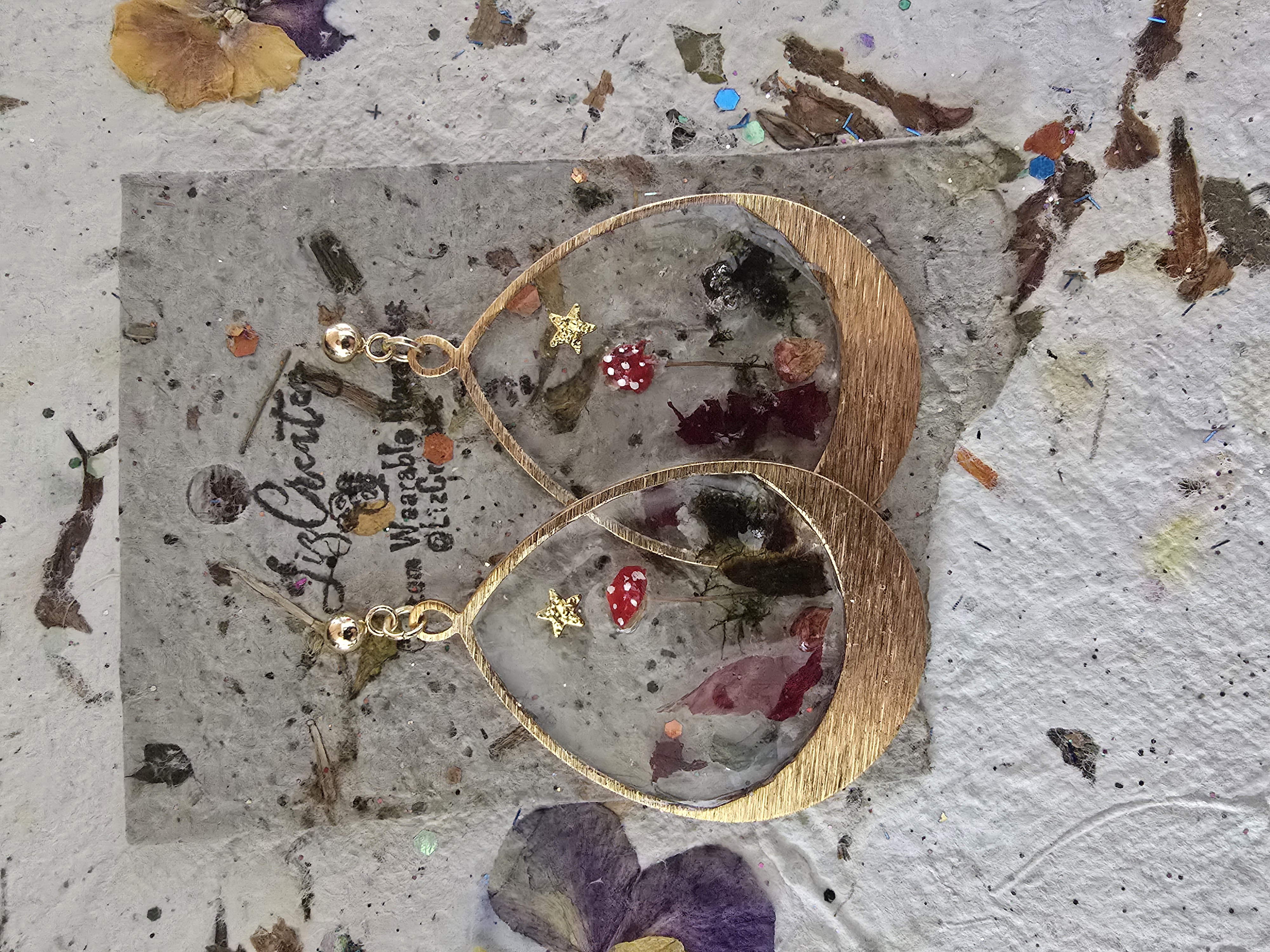 Amanita Muscaria Baby Mushroom Garden Dangle Earrings