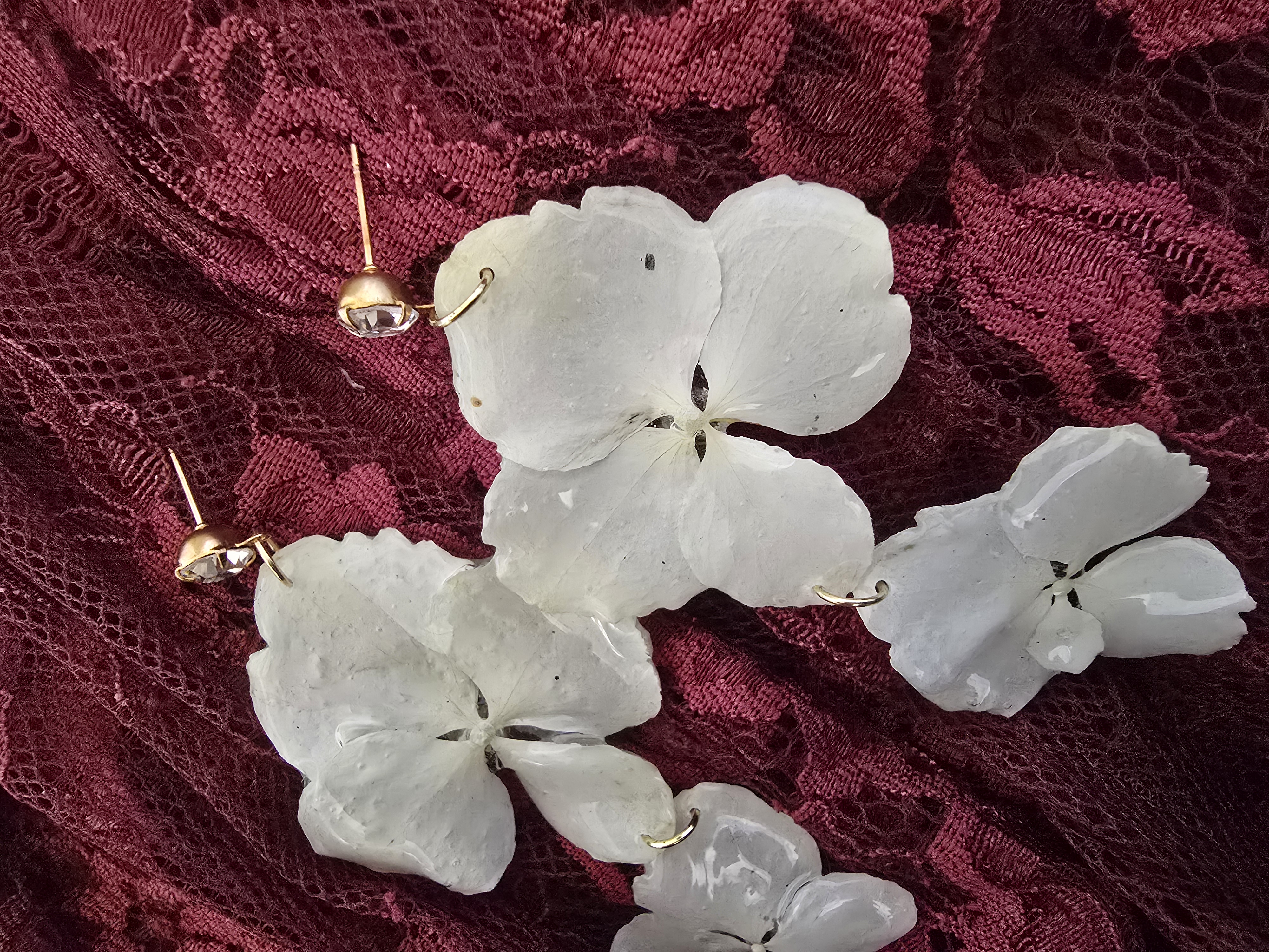 White Hydrangea Earrings