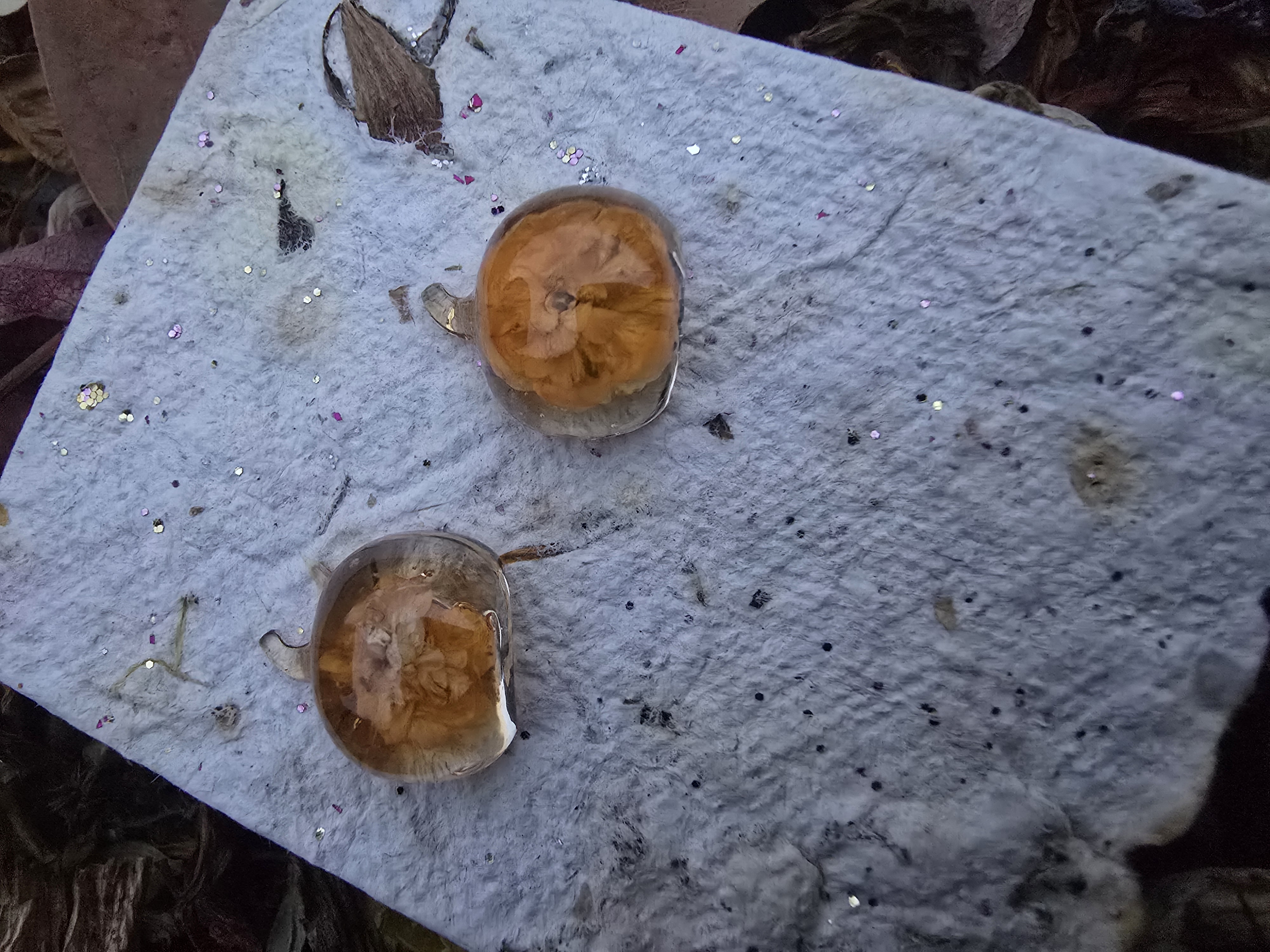 Cute Pumpkin Studs with Real Mini Rose