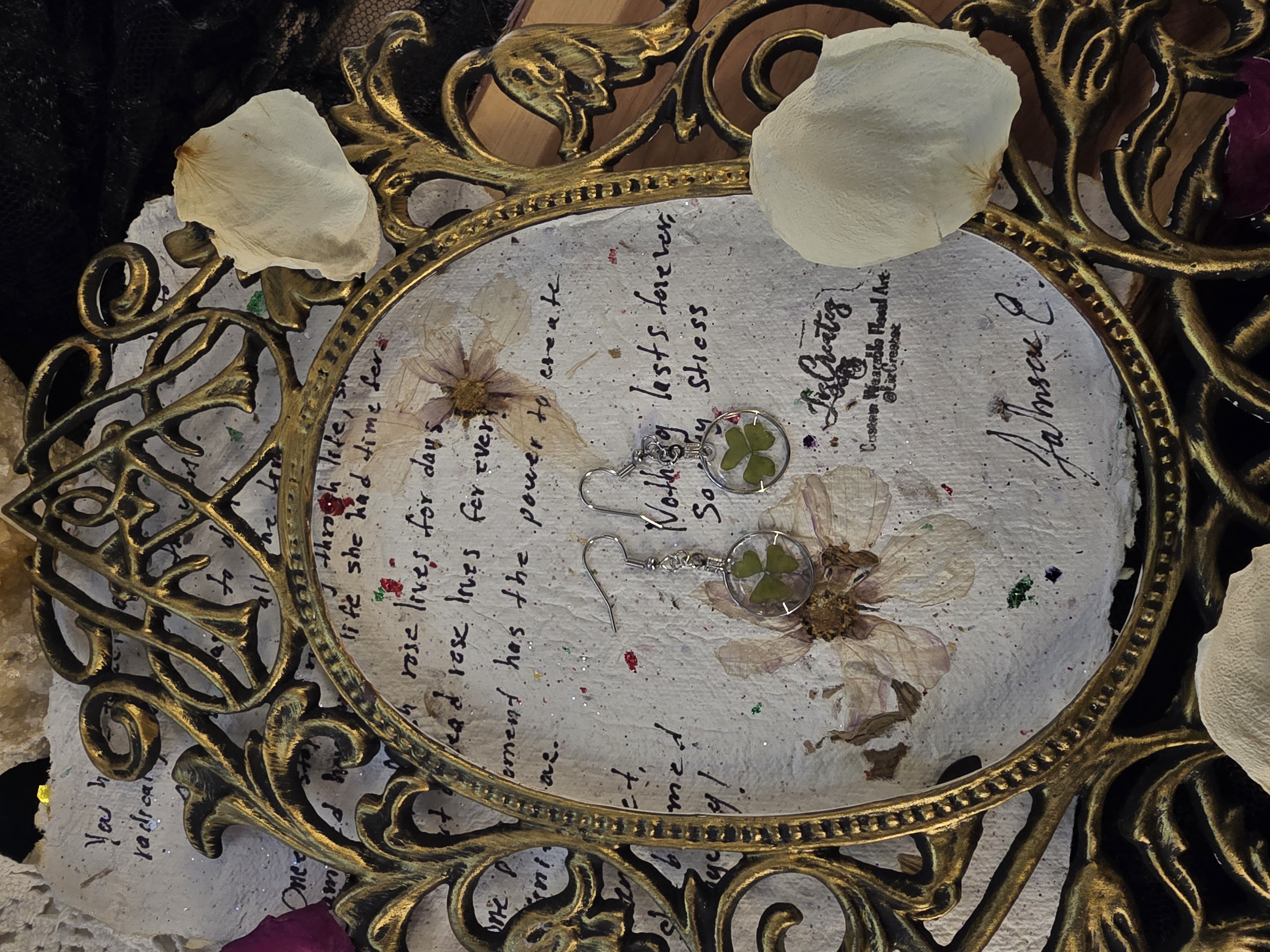 Mini Real Shamrock Earrings