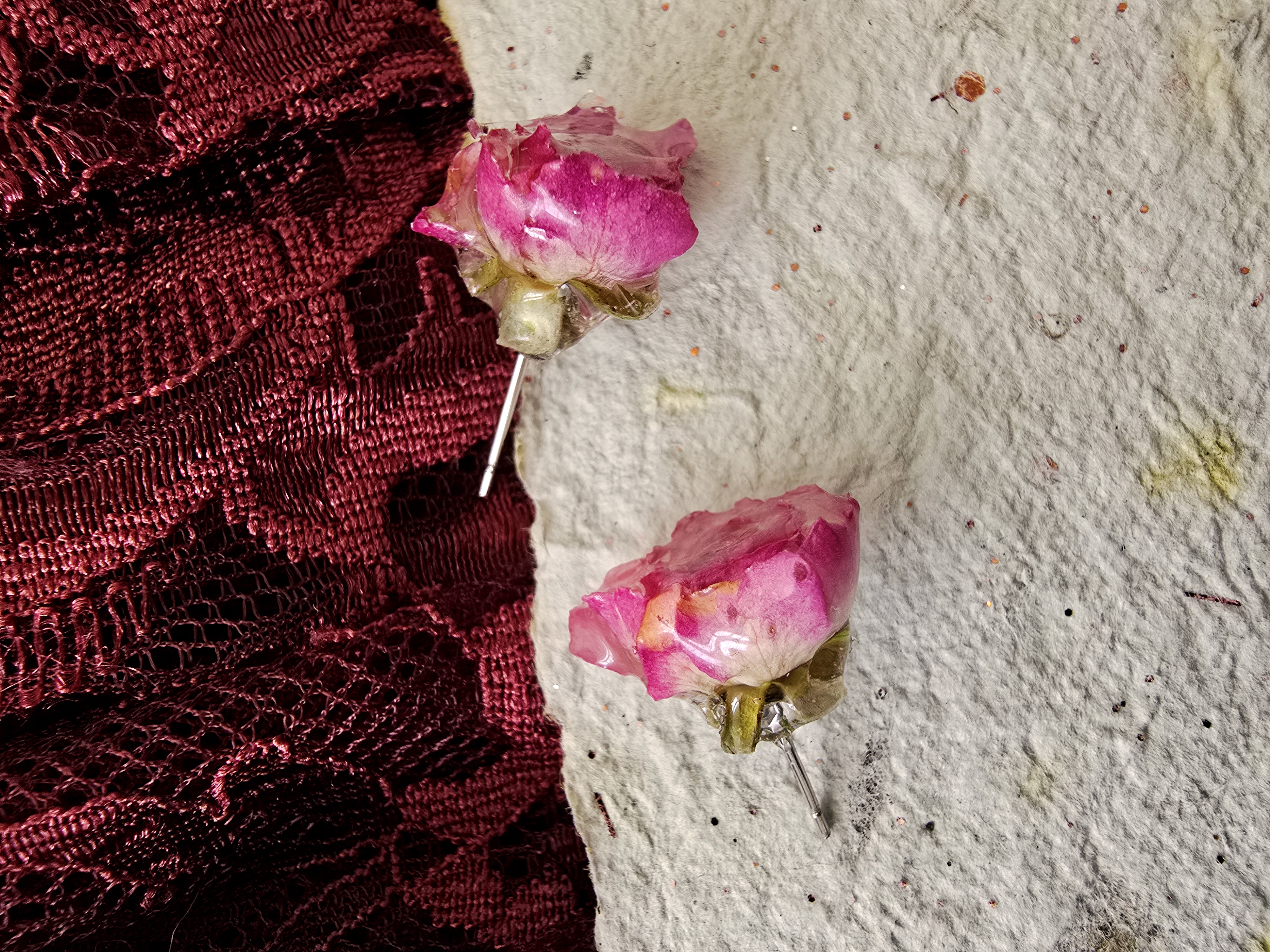 Mini Pink Rose Studs