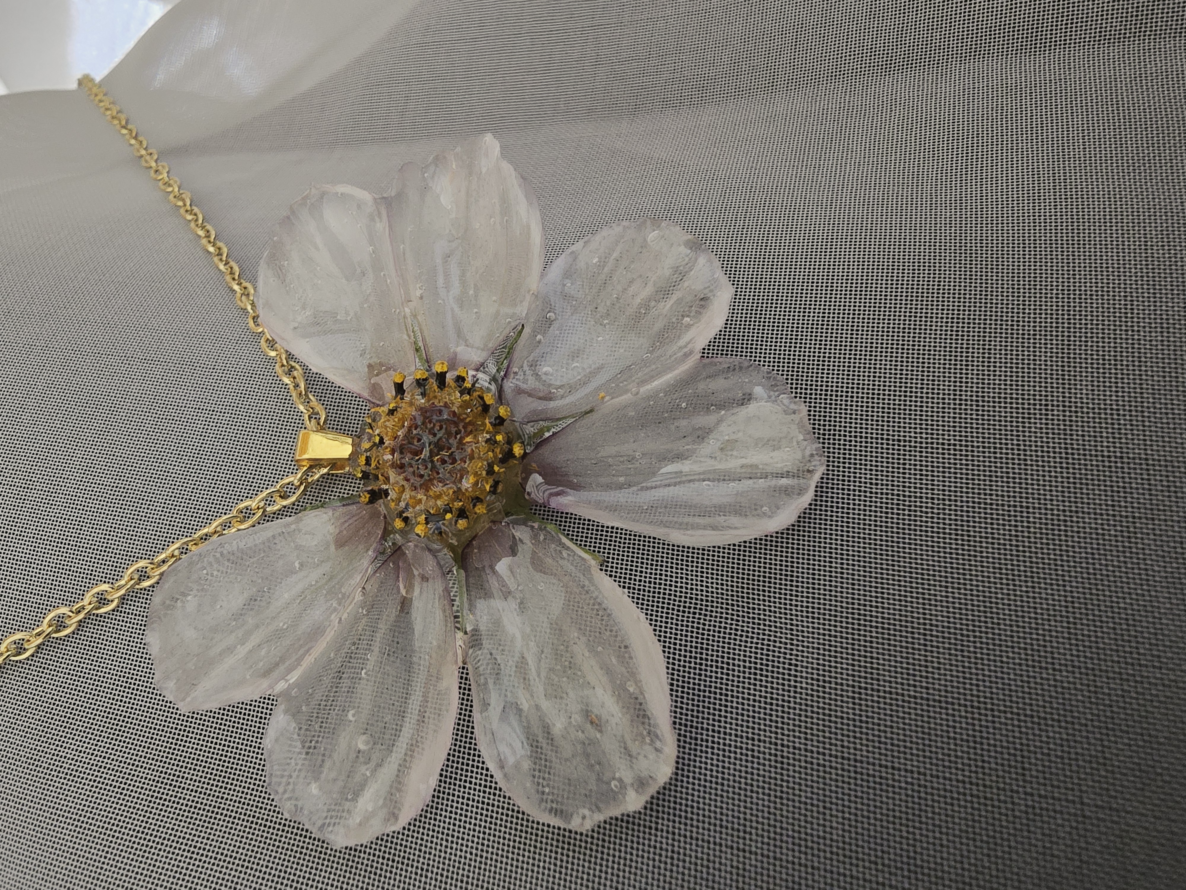 White Cosmo Flower Necklace
