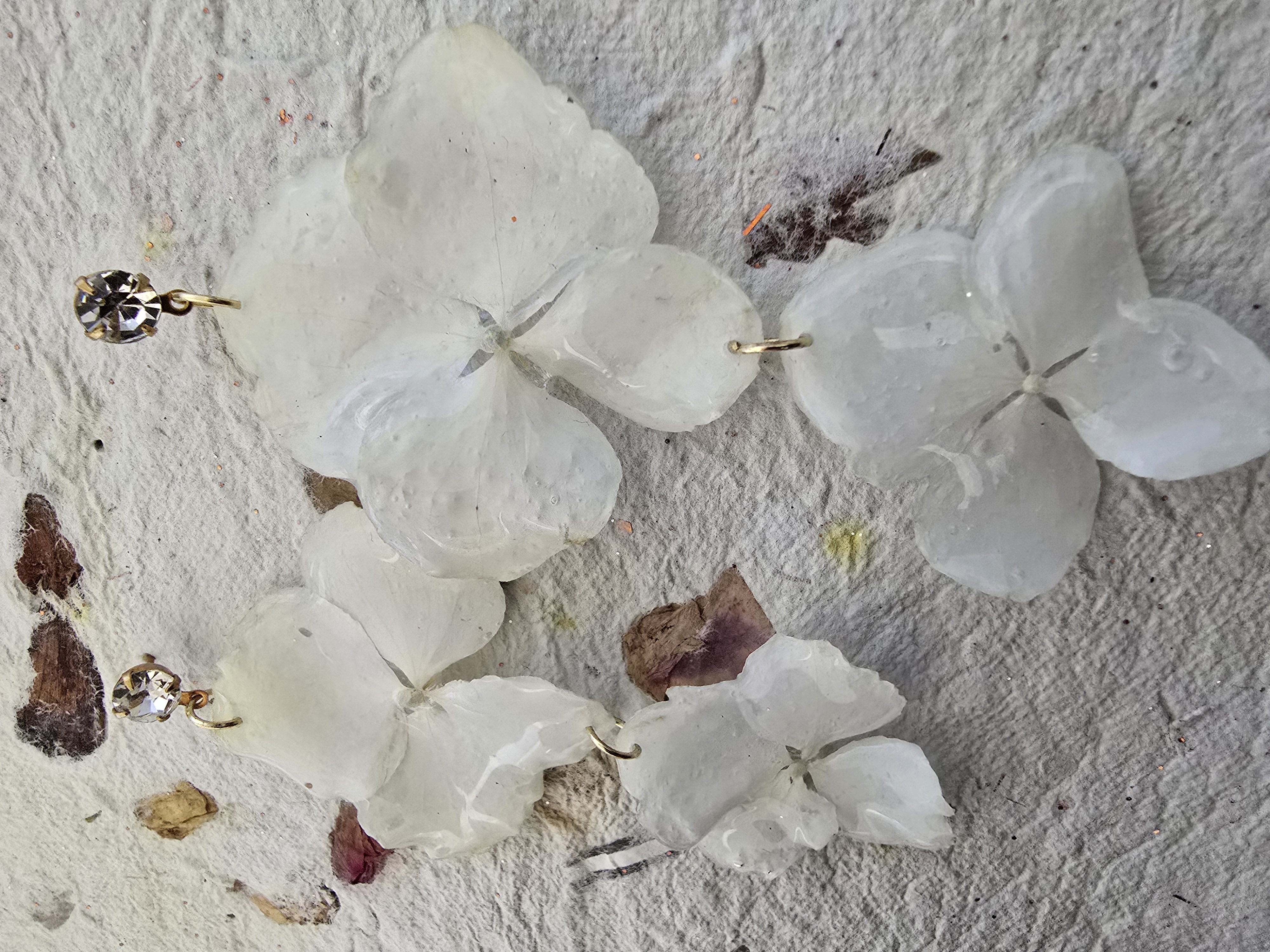 White Double Hydrangea Earrings