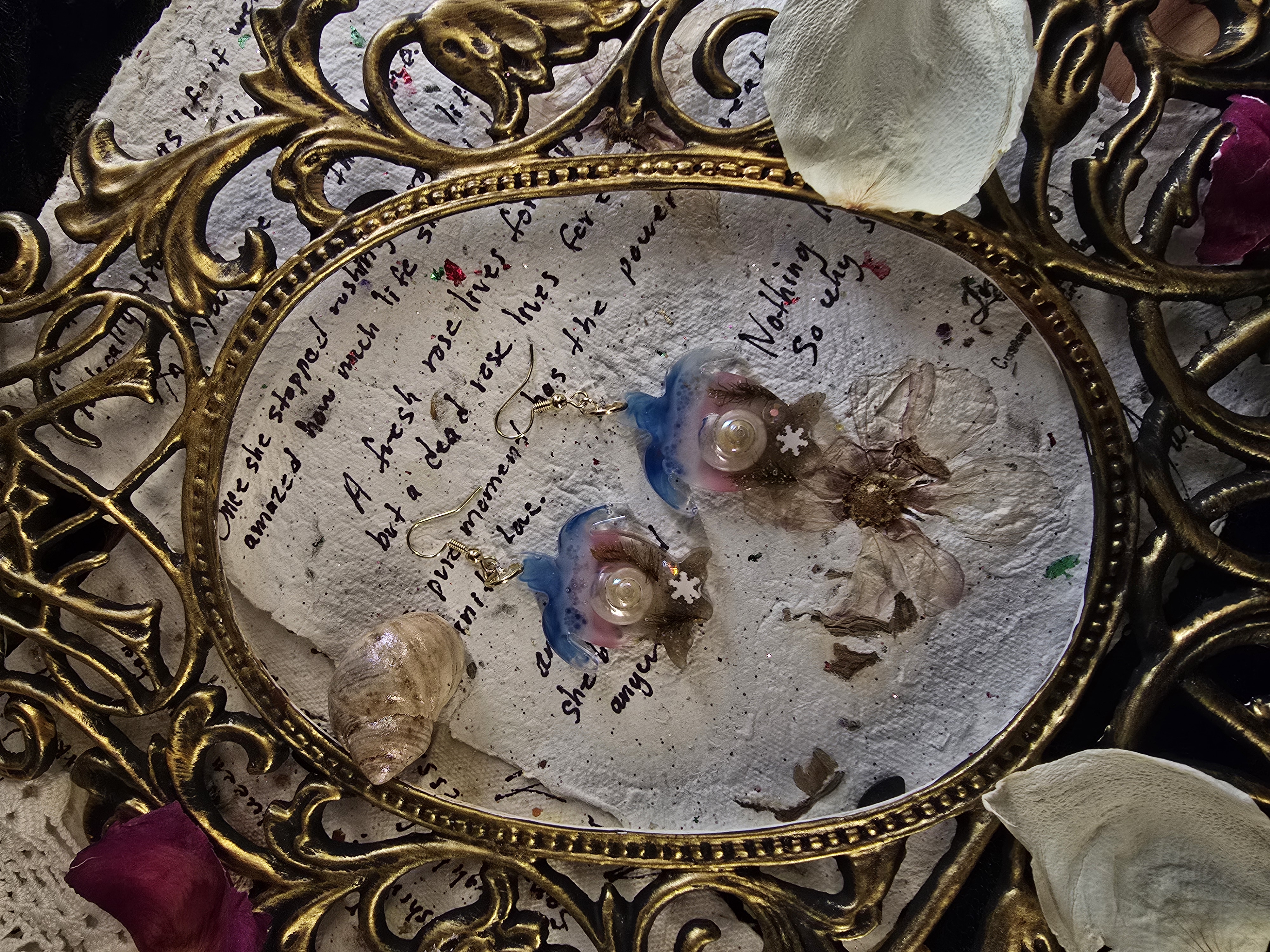 Turtle Earrings with Real Seashells and Sand