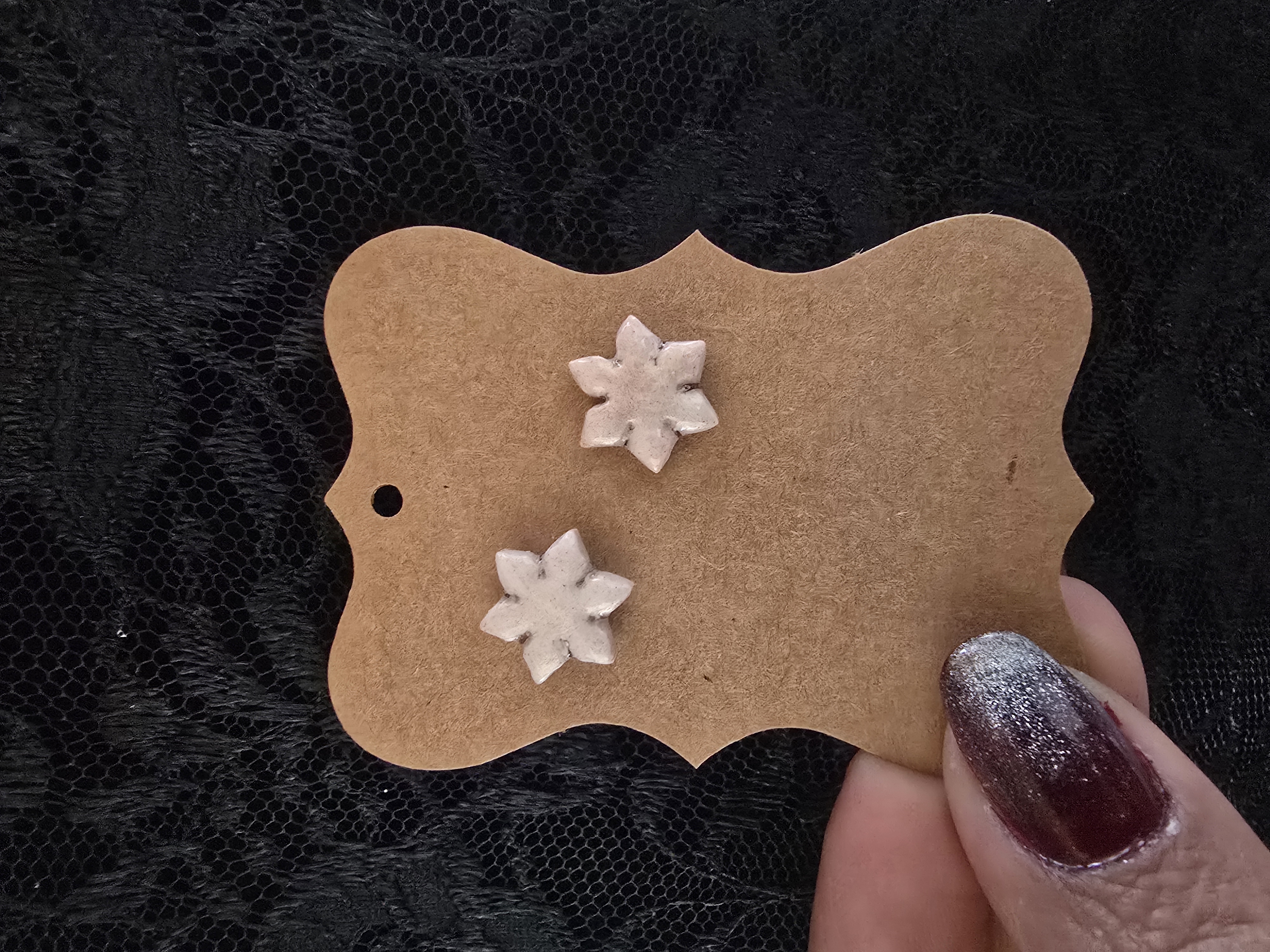 Handmade Polymer Clay Snowflake Stud Earrings