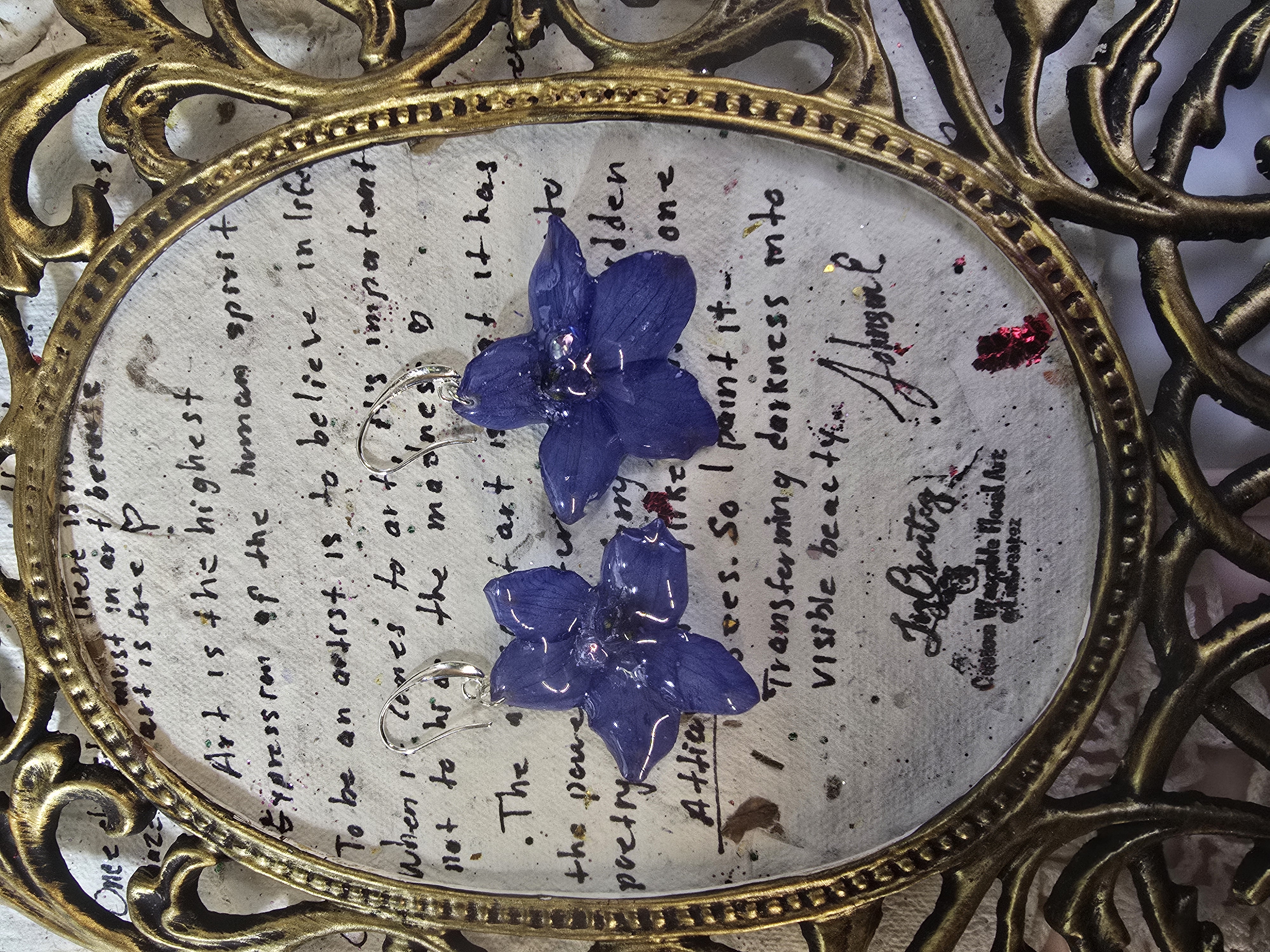 Blue Delphinium Real Bloom Earrings