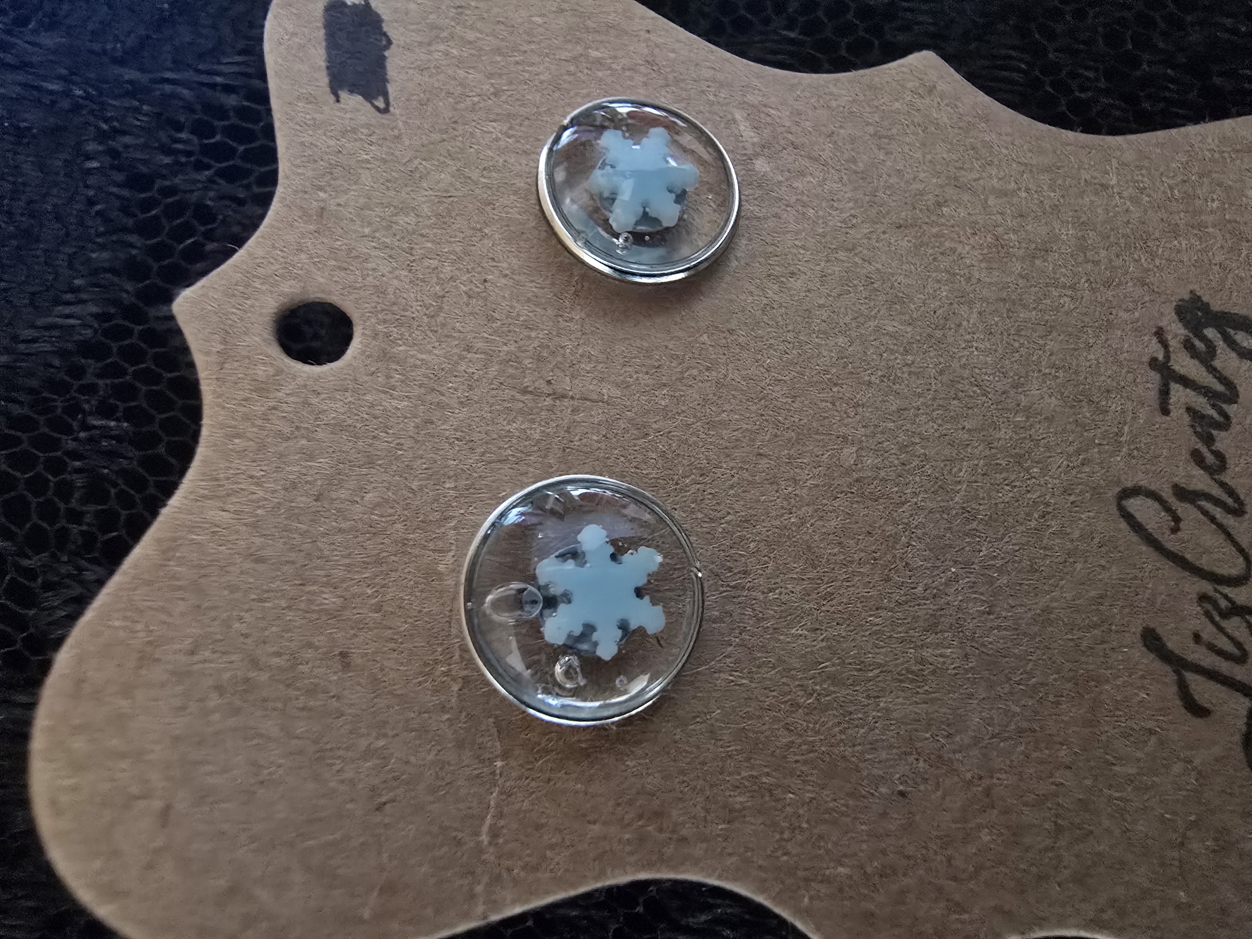 Snowflake Stud Earrings — Hypoallergenic, Resin Coated