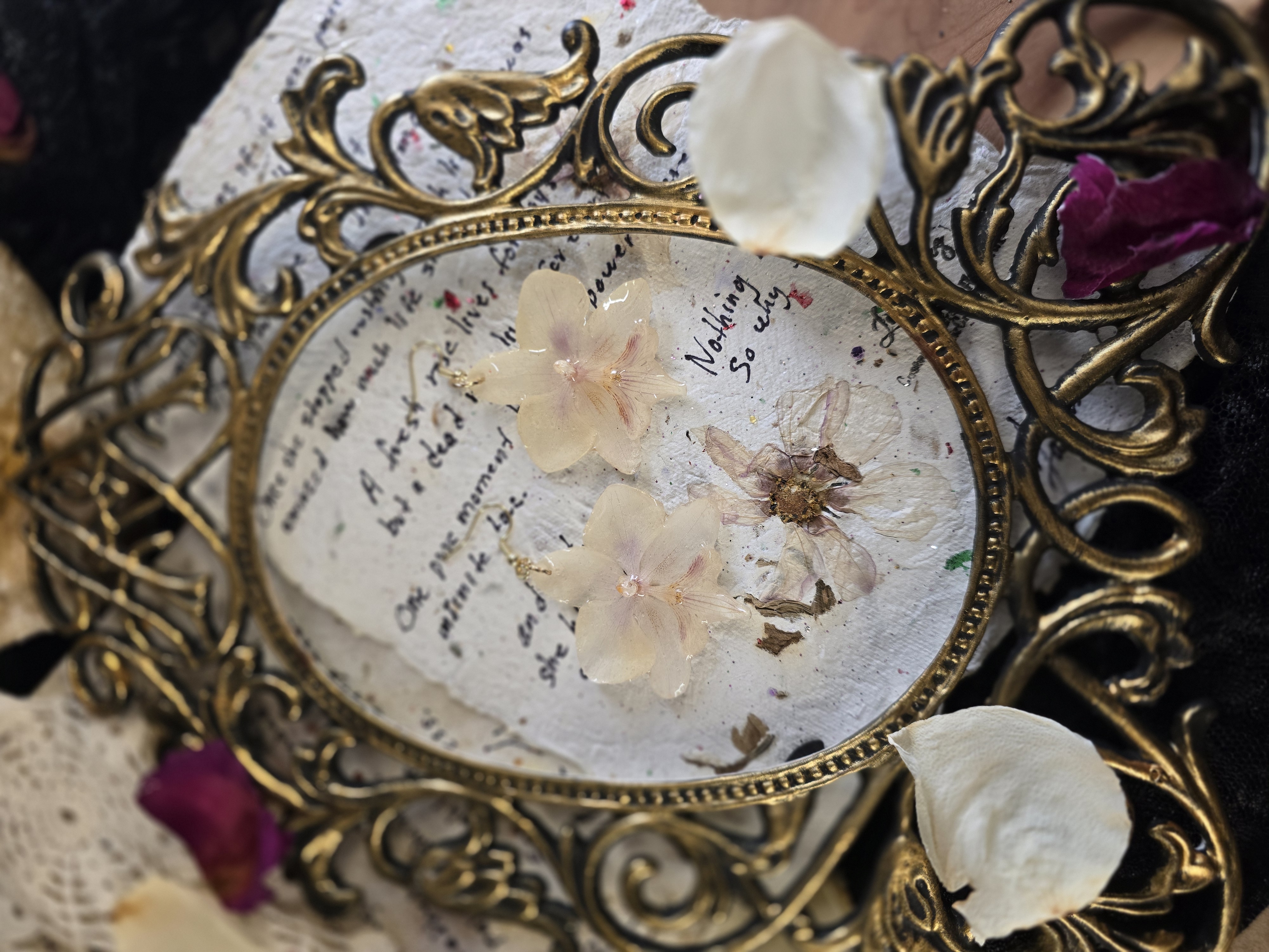 White Orchid Flowers with Yellow Tones Earrings