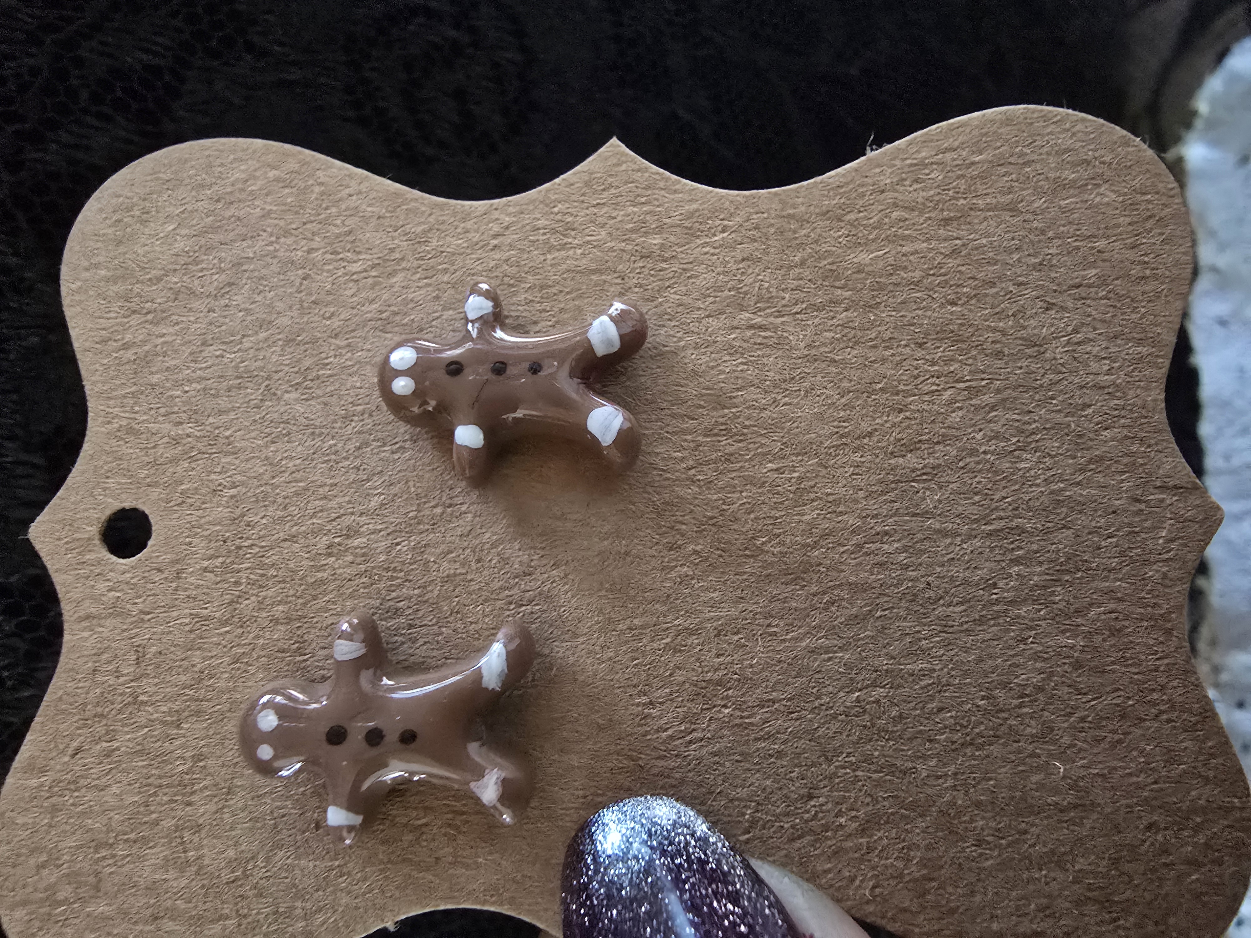 Handmade Polymer Clay Gingerbread Man Stud Earrings