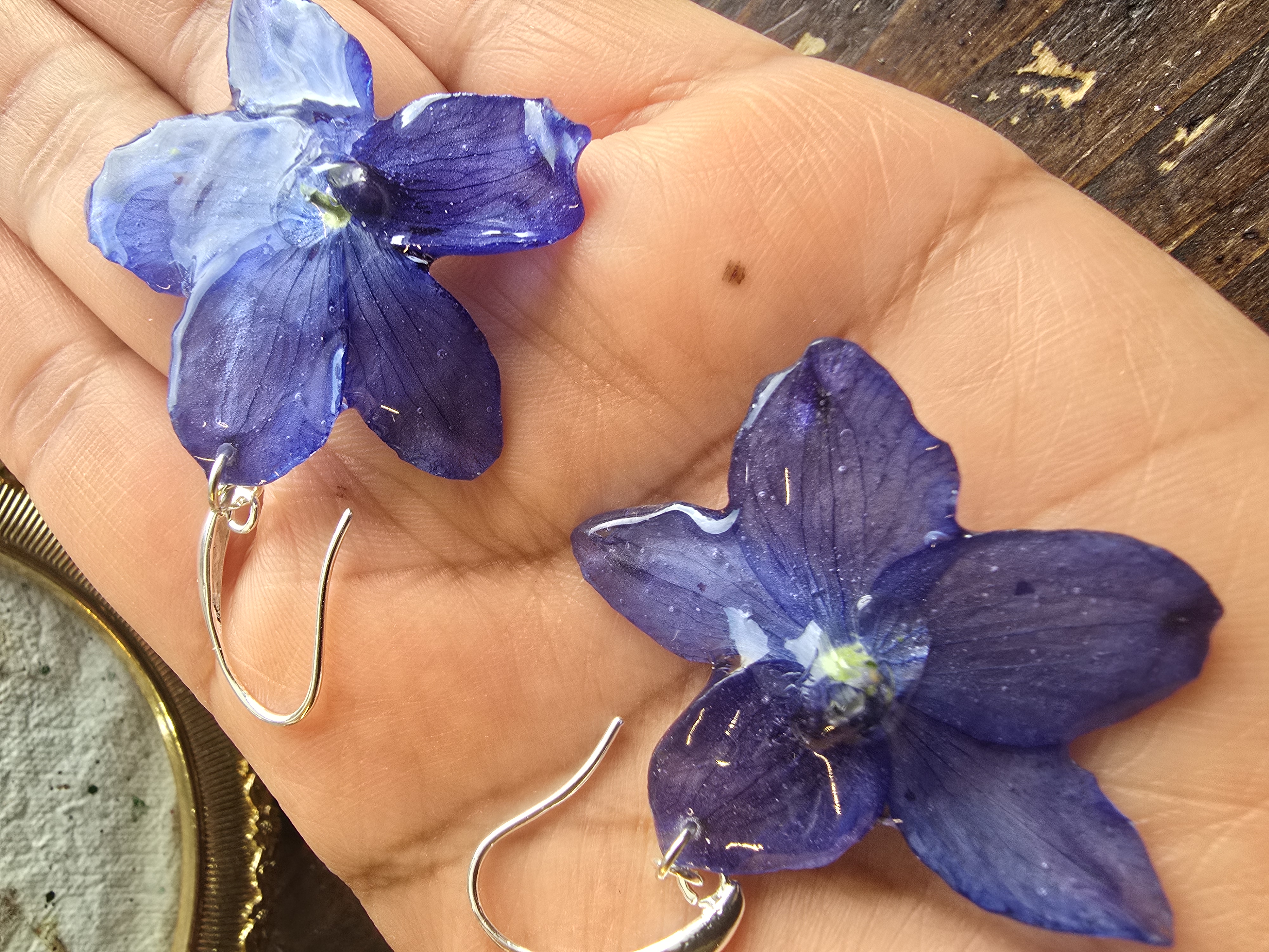 Blue Delphinium Real Bloom Earrings